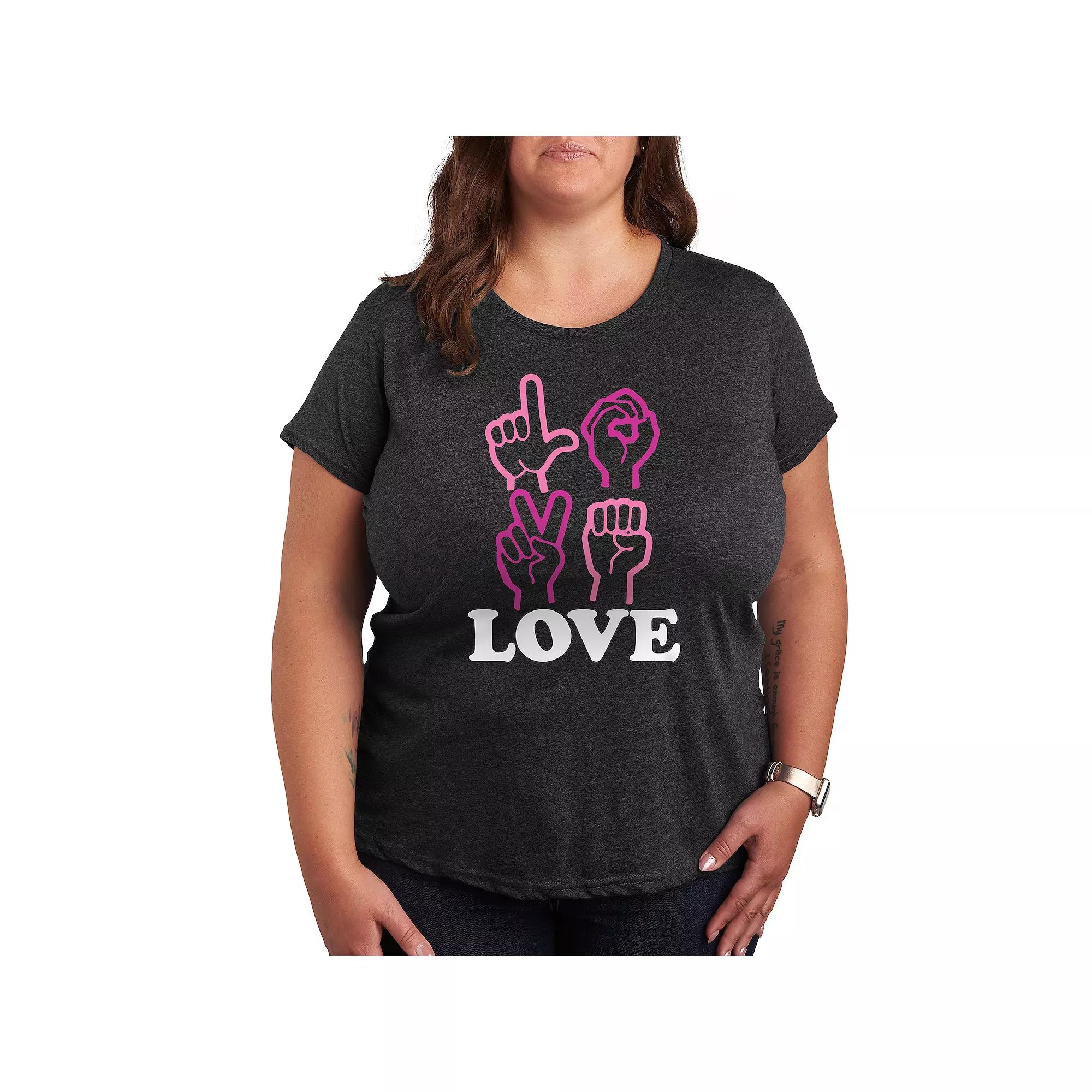 Plus Love Sign Language Graphic Tee, Women's,  Product Image