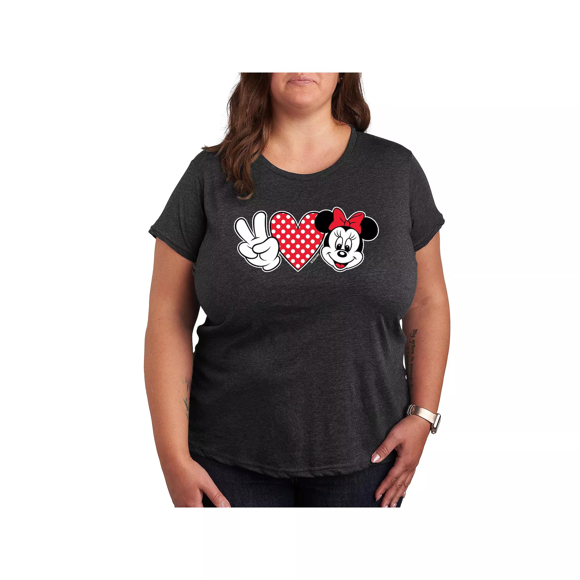 Disney's Minnie Mouse Plus Peace Love Graphic Tee, Women's,  Product Image