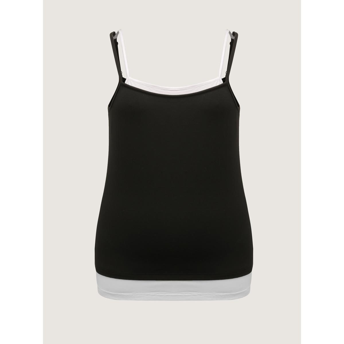 Plus Size Supersoft Thin Straps Fitted Tank Top Women Black Leisure Contrast Non Casual Tank Tops Camis BloomChic 26/4X Product Image
