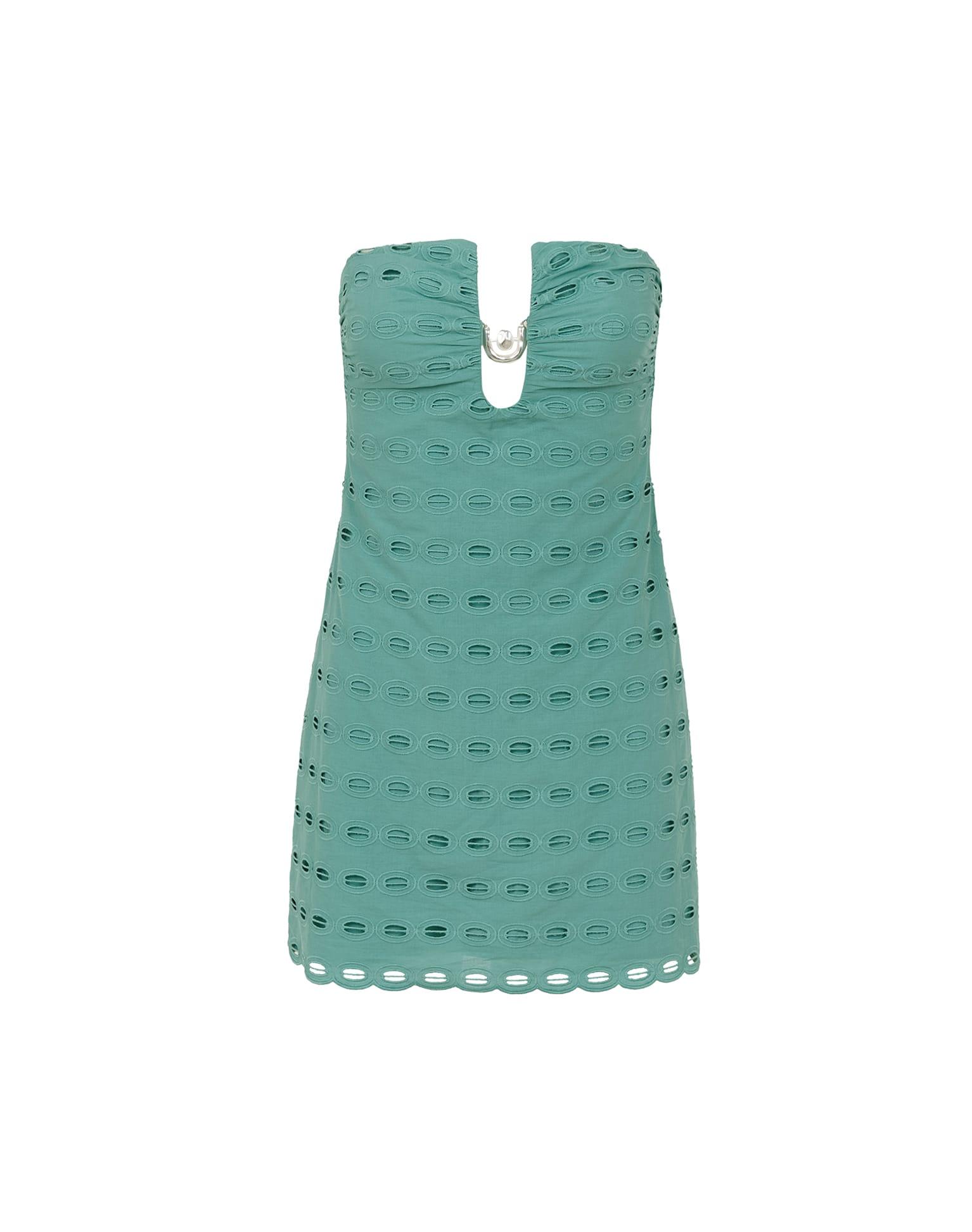 Eyelet Dora Mini Dress (Exchange Only) - Seaglass Product Image