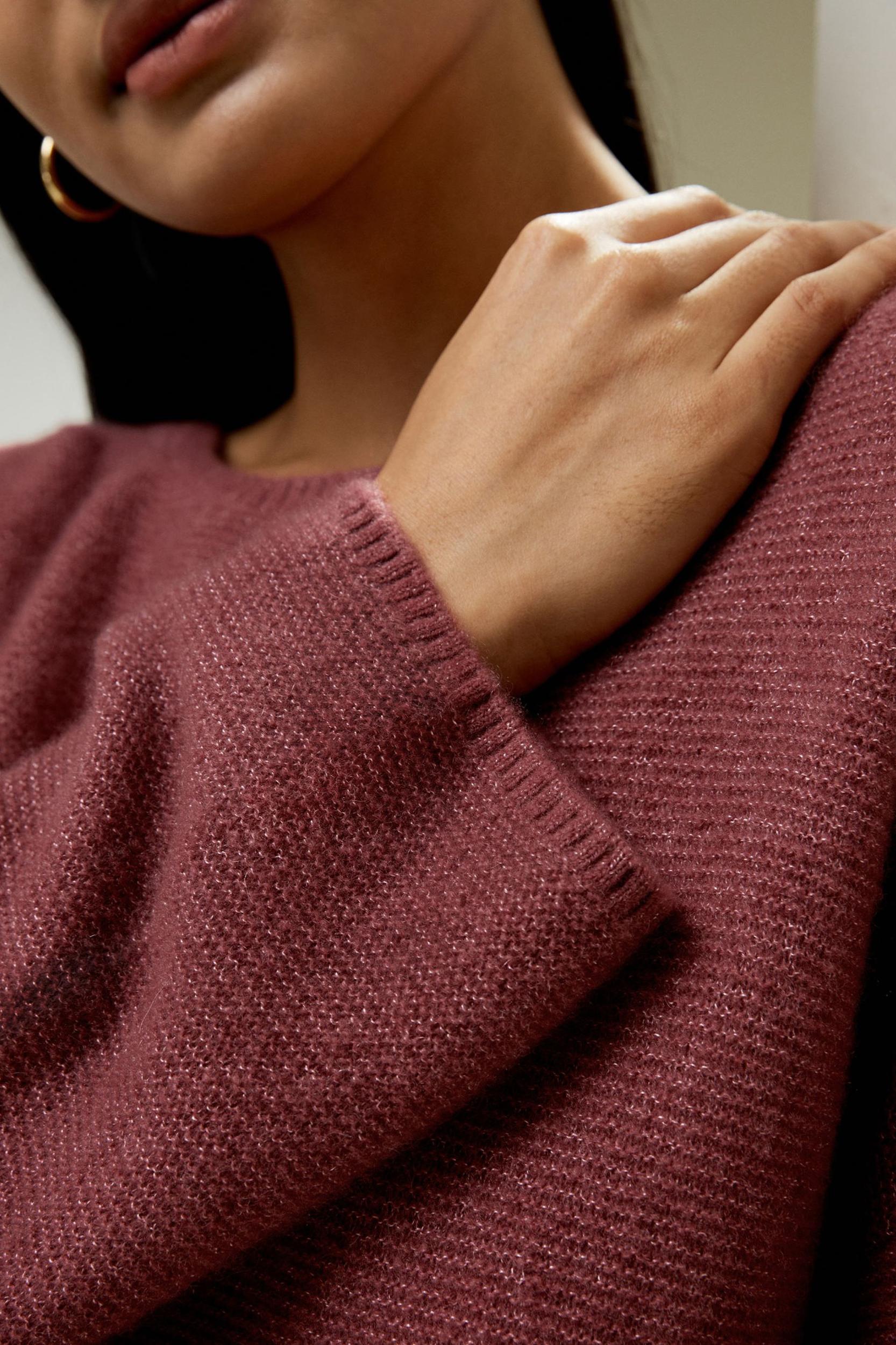 Relaxed Fit Drop-Shoulder Silk Cashmere Blend Sweatshirt Product Image