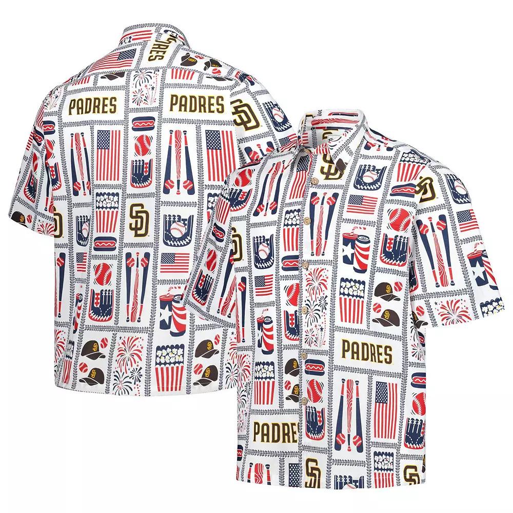 Men's Reyn Spooner White San Diego Padres Americana Button-Up Shirt,  Product Image