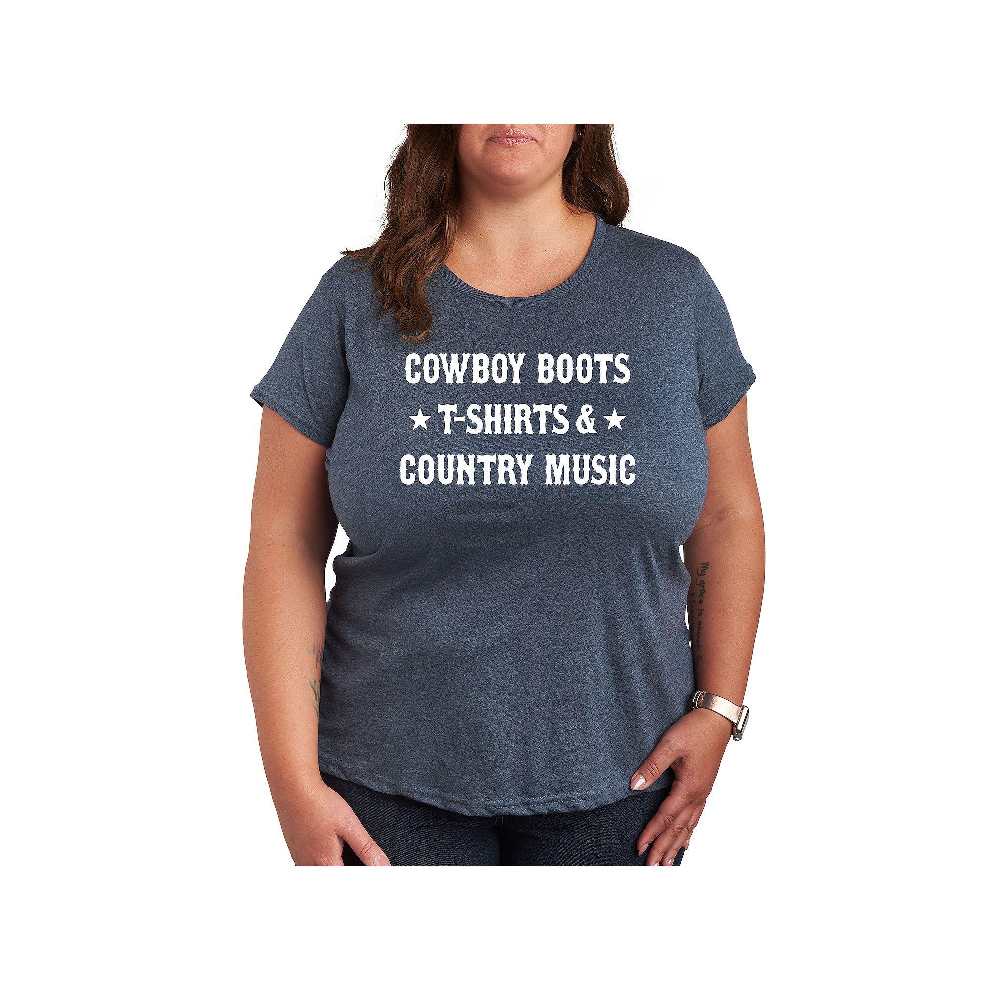 Plus Cowboy Boots And Music Graphic Tee, Women's,  Product Image