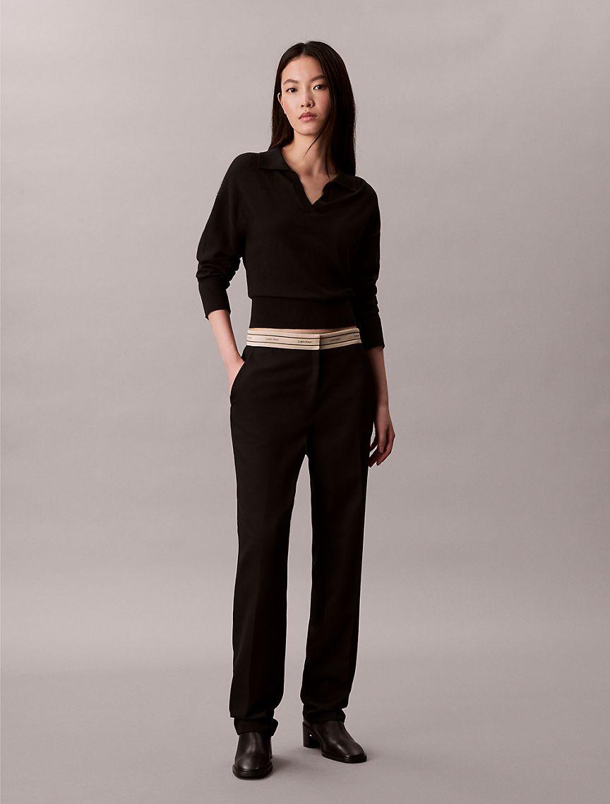 Merino Wool Blend Relaxed Polo Sweater Product Image