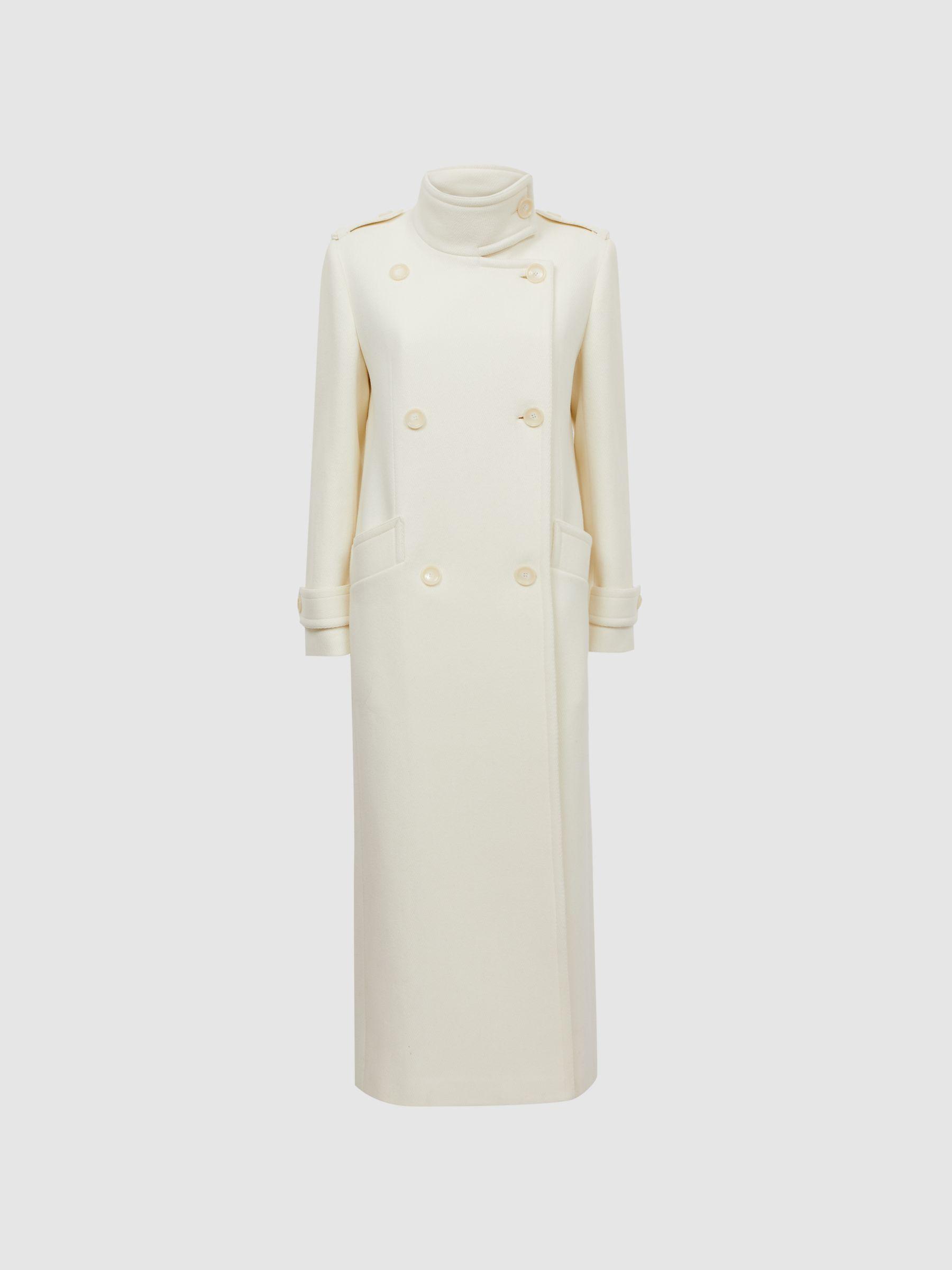Atelier Oversized Wool Double Breasted Long Coat in Cream Product Image
