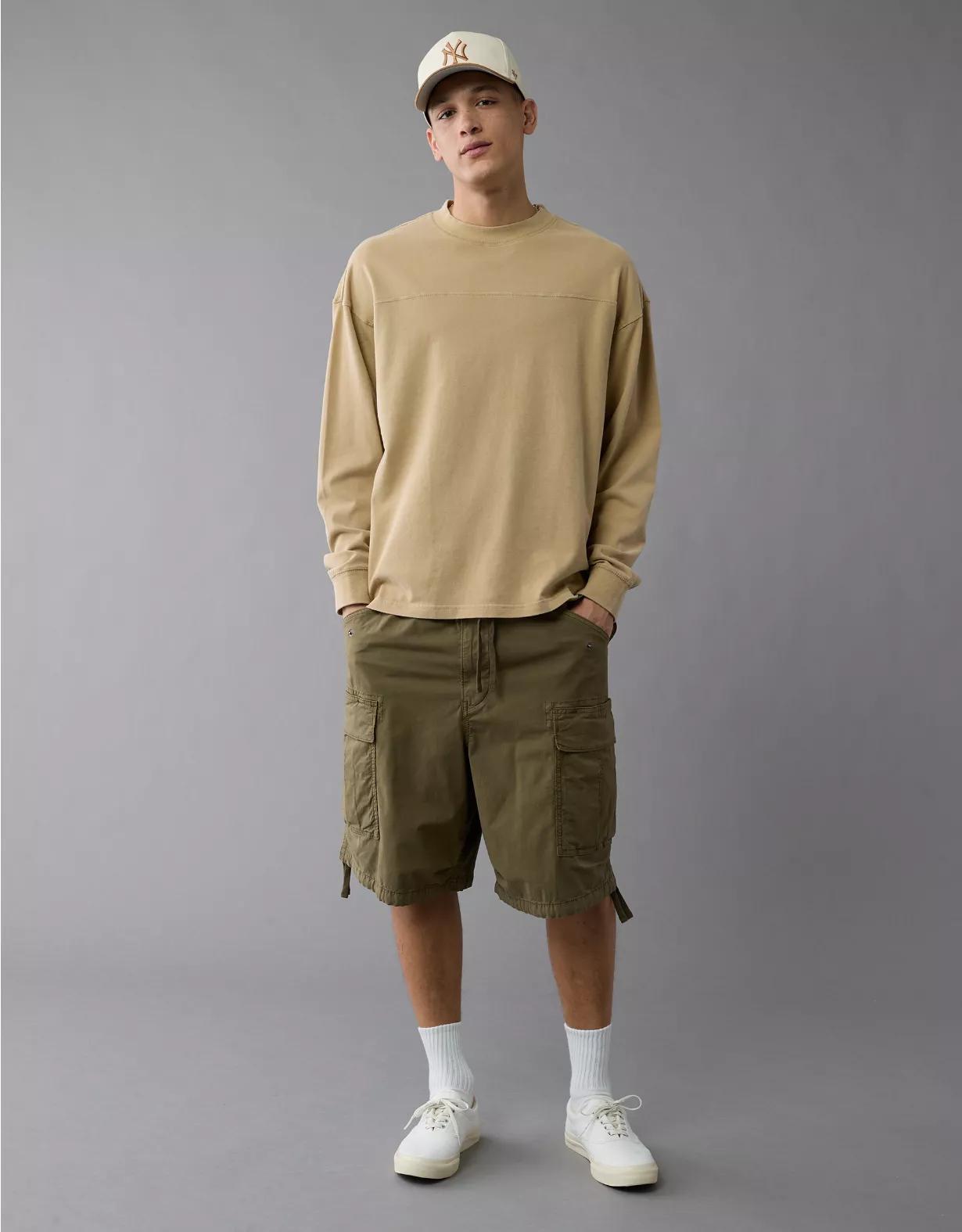 AE Long-Sleeve Boxy Sueded Jersey T-Shirt Product Image