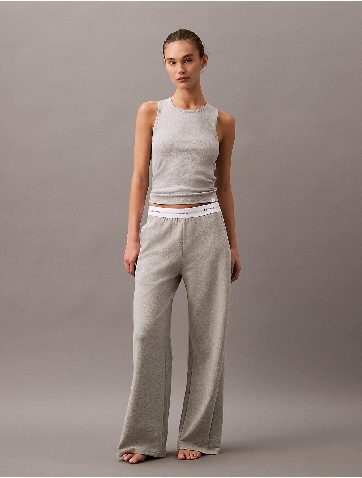 Calvin Klein Womens Terry Lounge Wide Leg Pants - Grey Product Image