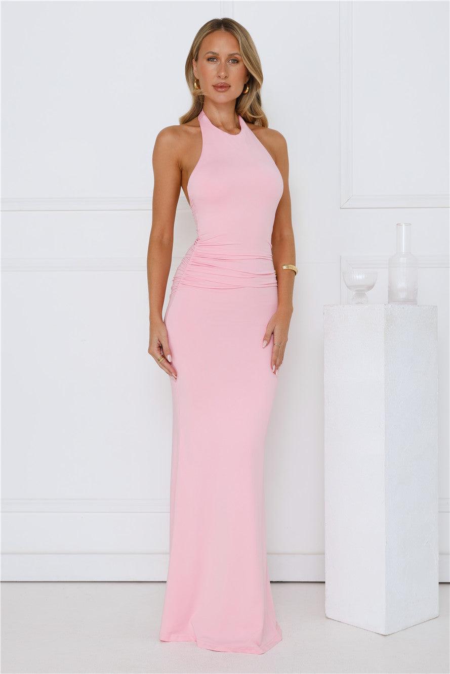 Iconic Dream Halter Maxi Dress Pink Product Image