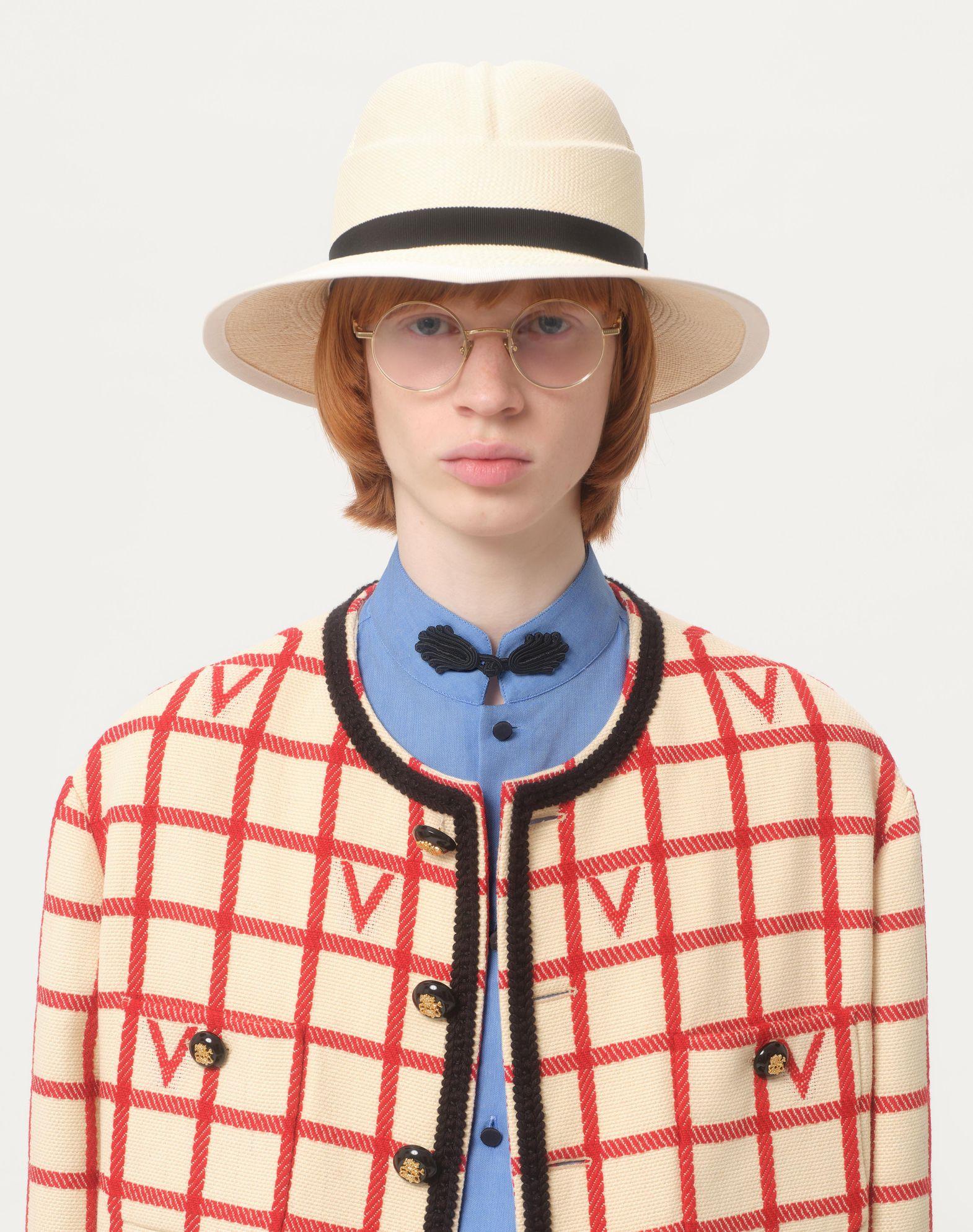 Wool Blend Jacket With V Check Pattern Product Image