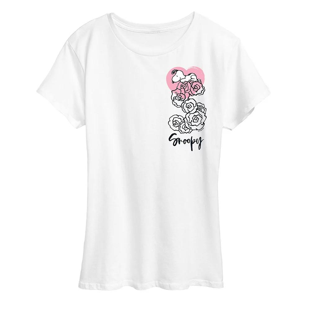 Women's Peanuts Snoopy Valentine's Roses Graphic Tee,  Product Image