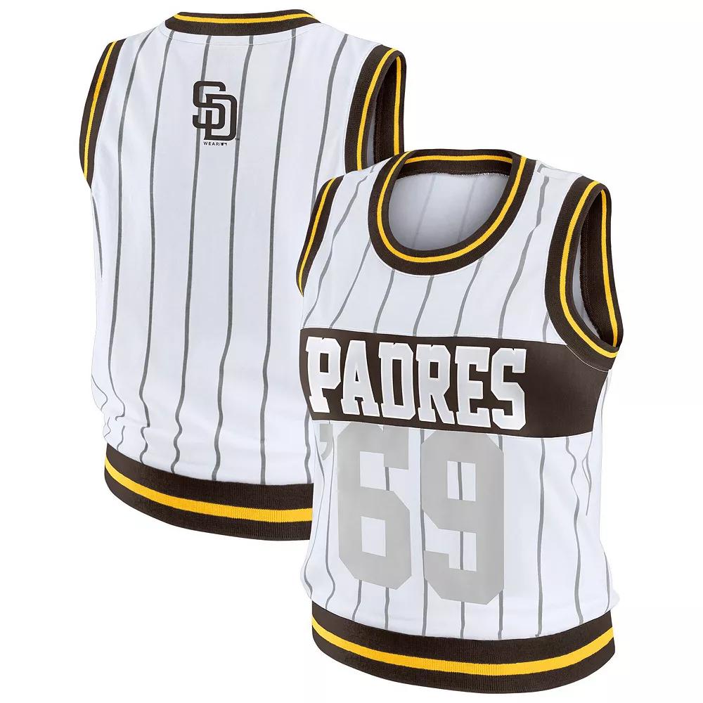Women's WEAR by Erin Andrews  White San Diego Padres Sporty Tank Top, Size: Medium Product Image