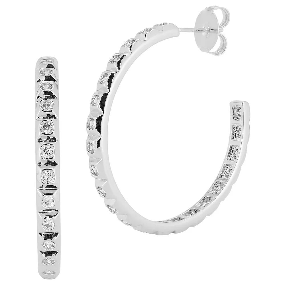 WINX 18k Gold Plated Cubic Zirconia Square Hoop Earrings, Women's, Silver Tone Product Image