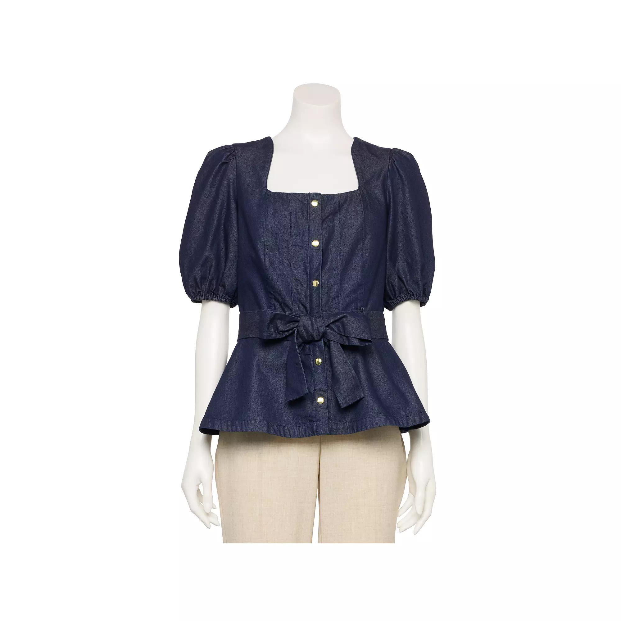 Women's Nine West Adaptive Belted Squareneck Top,  Product Image