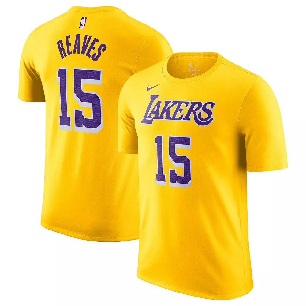 Men's Nike Austin Reaves Gold Los Angeles Lakers Icon Edition Name & Number T-Shirt, Size: Medium Product Image