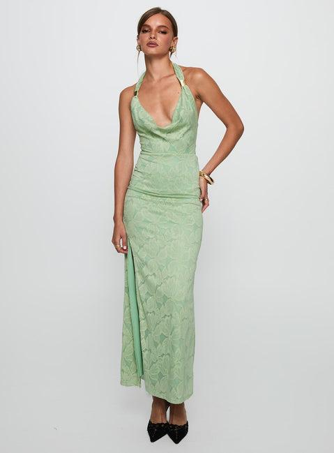 Starfall Halter Maxi Dress Sage Product Image