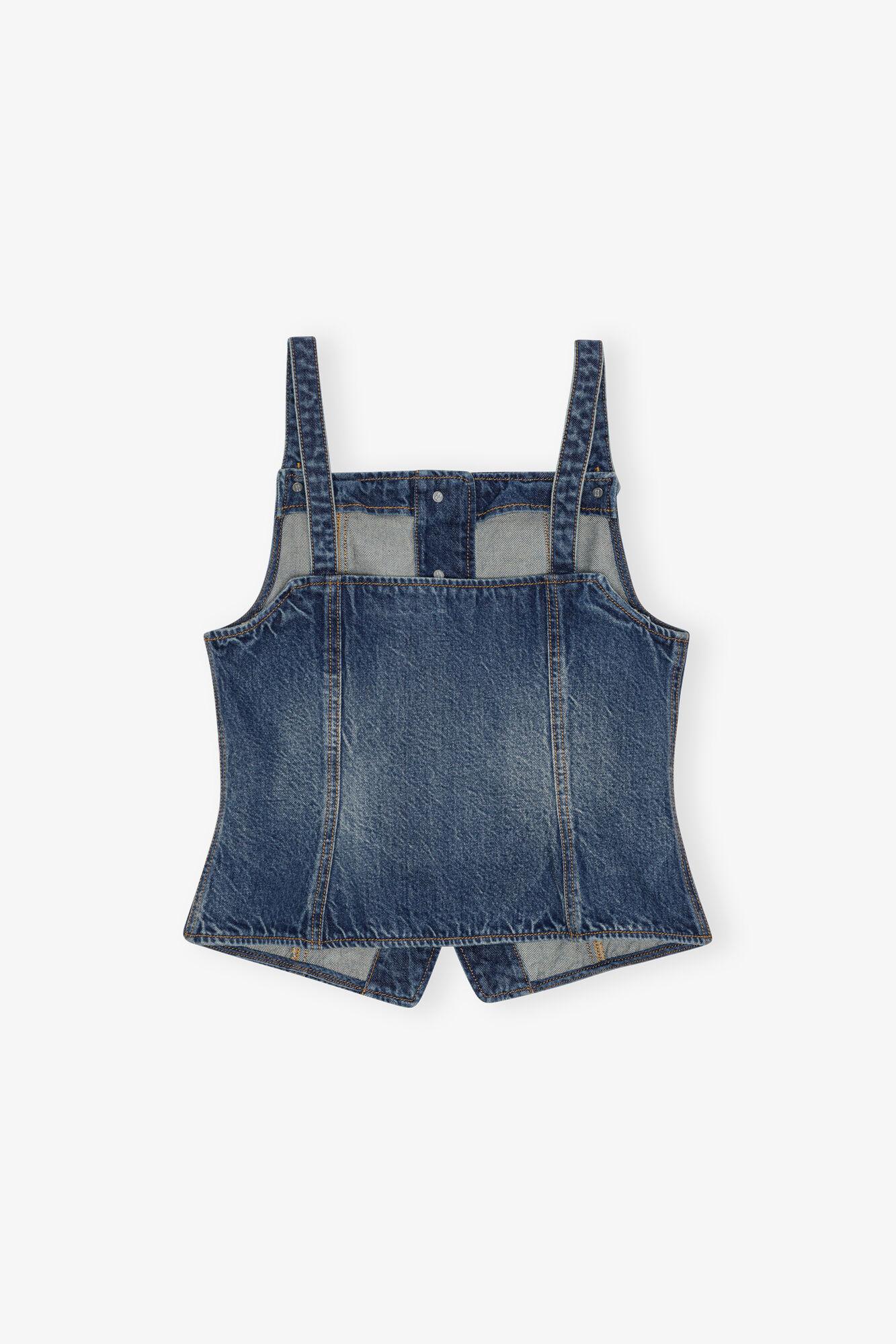 Dark Blue Heavy Washed Denim Top Product Image