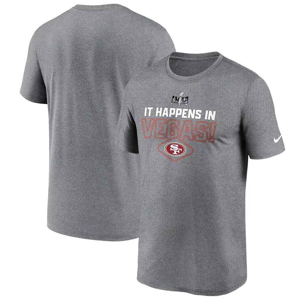 Men's Nike Heather Gray San Francisco 49ers Super Bowl LVIII Logo Lockup T-Shirt, Size: Large, Grey Product Image
