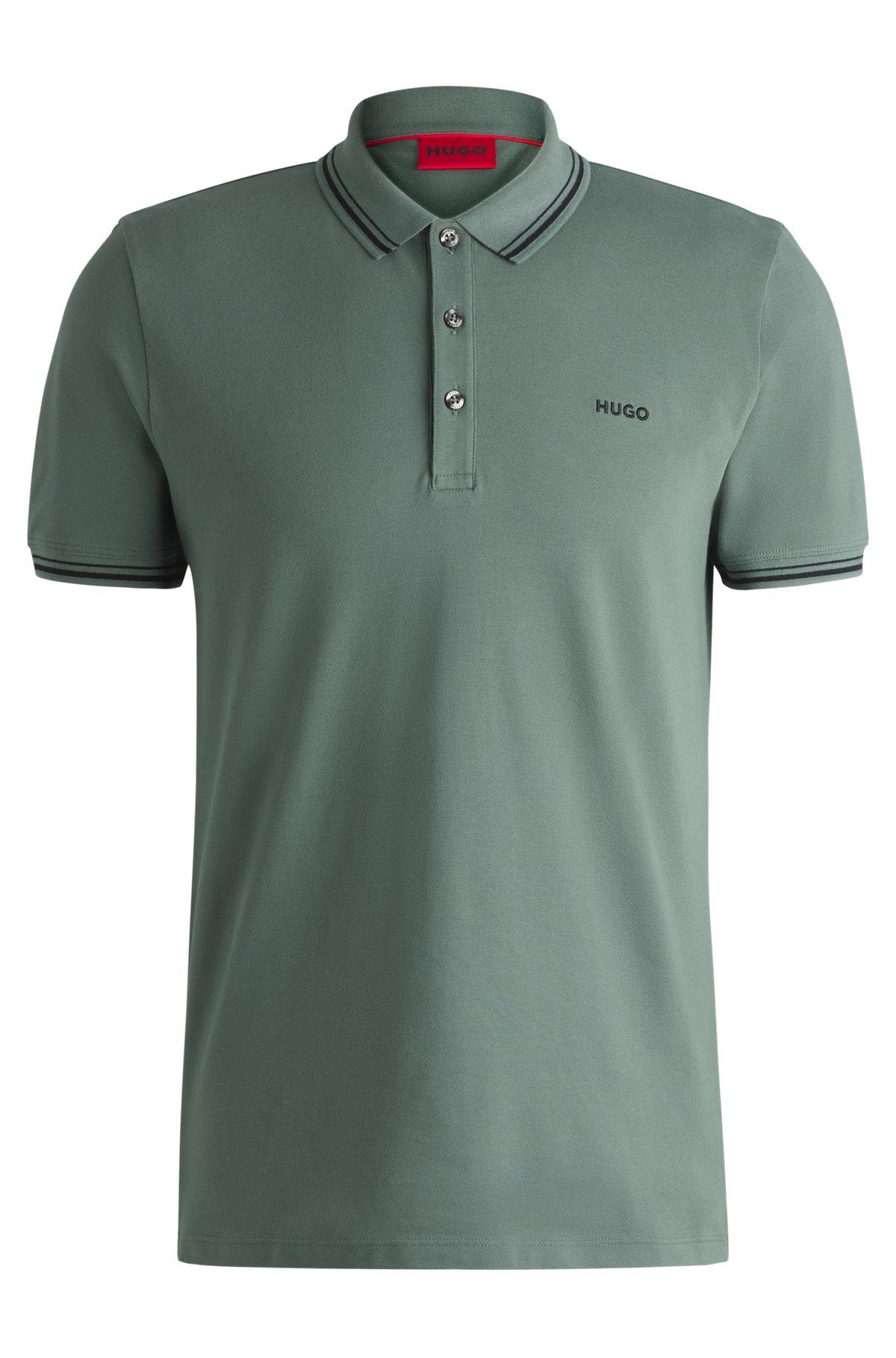 Stretch-cotton slim-fit polo shirt with printed logo Product Image
