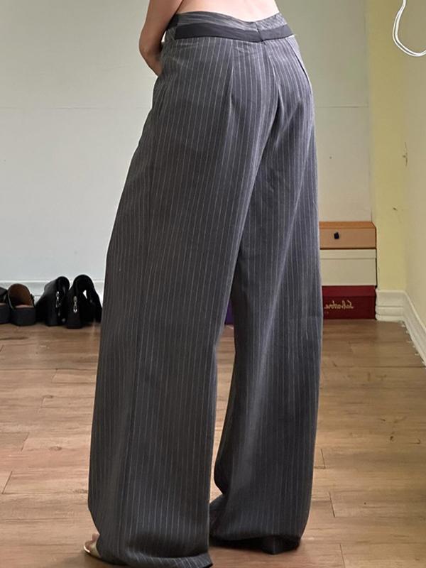Striped Contrasting Color Drape Suit Pants With A Stylish Waistband And Casual Long Pants Product Image