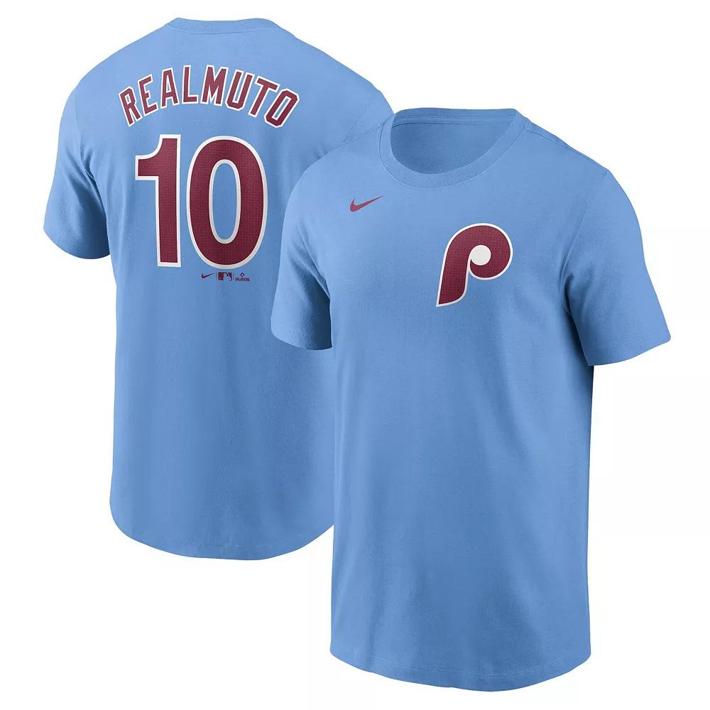 Men's Nike J.T. Realmuto Light Blue Philadelphia Phillies Fuse Name & Number T-Shirt,  Product Image