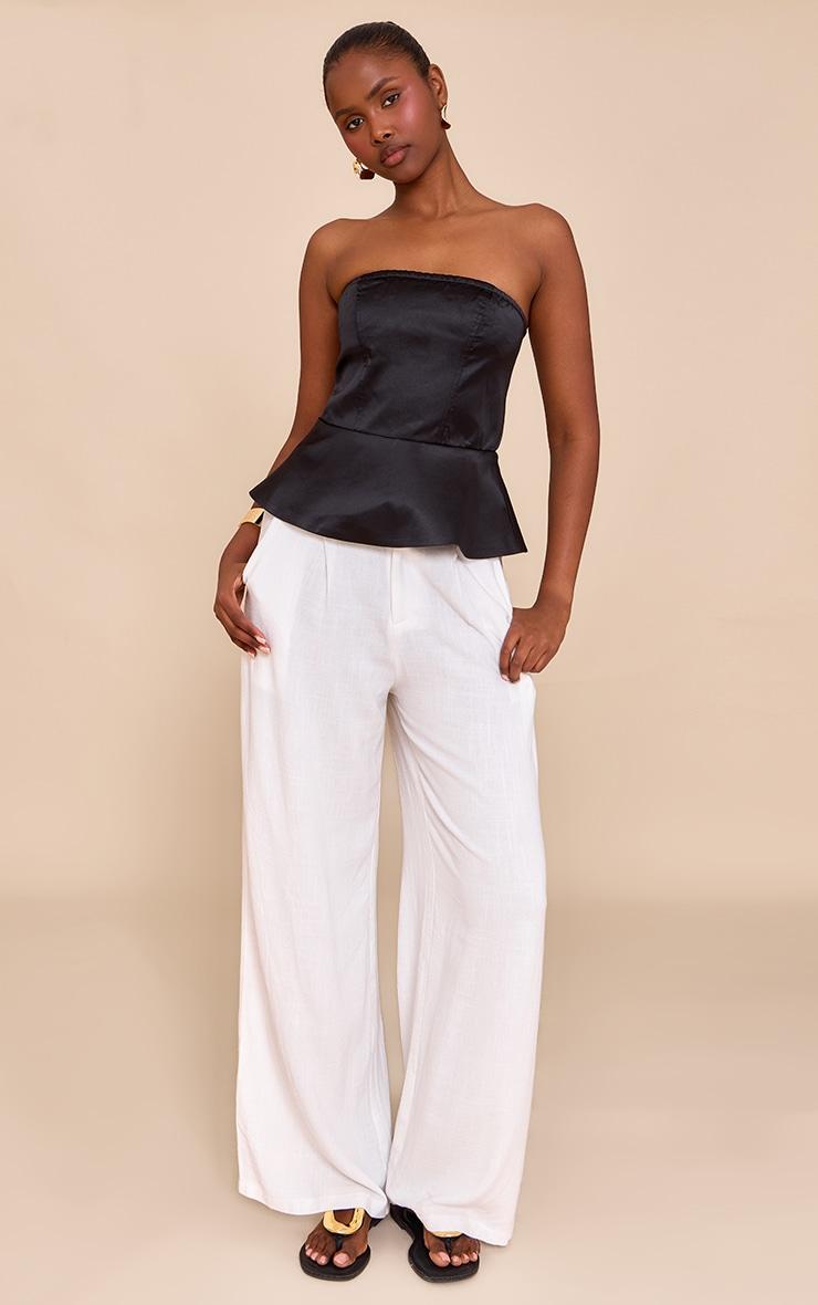 Black Satin Peplum Corset Product Image