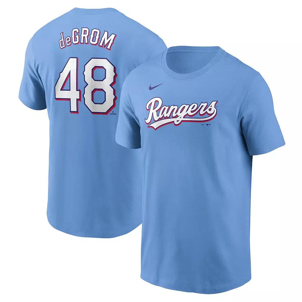 Men's Nike Jacob deGrom Light Blue Texas Rangers Fuse Name & Number T-Shirt, Size: Medium Product Image