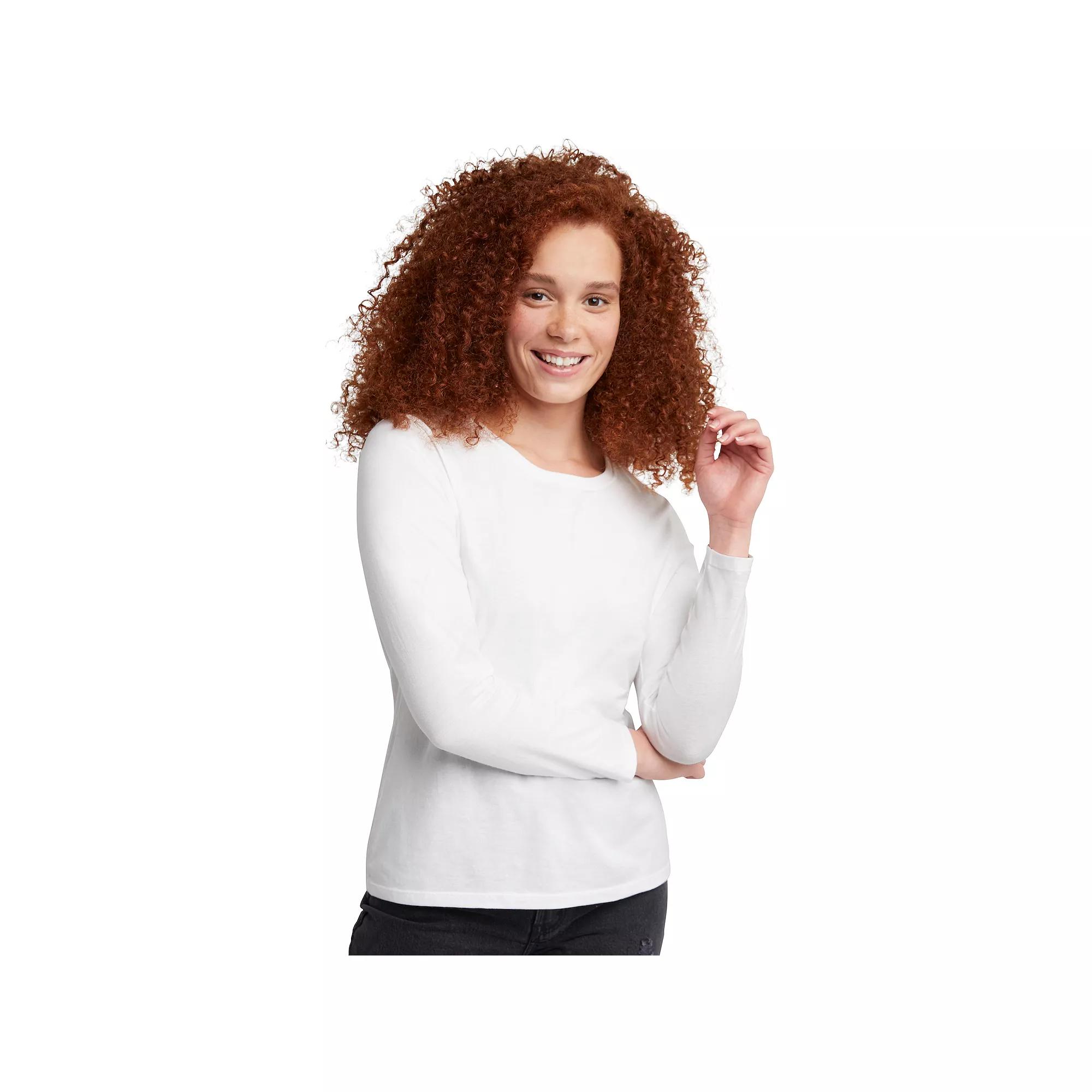 Women's Hanes® Originals Long Sleeve Crewneck Tee,  Product Image