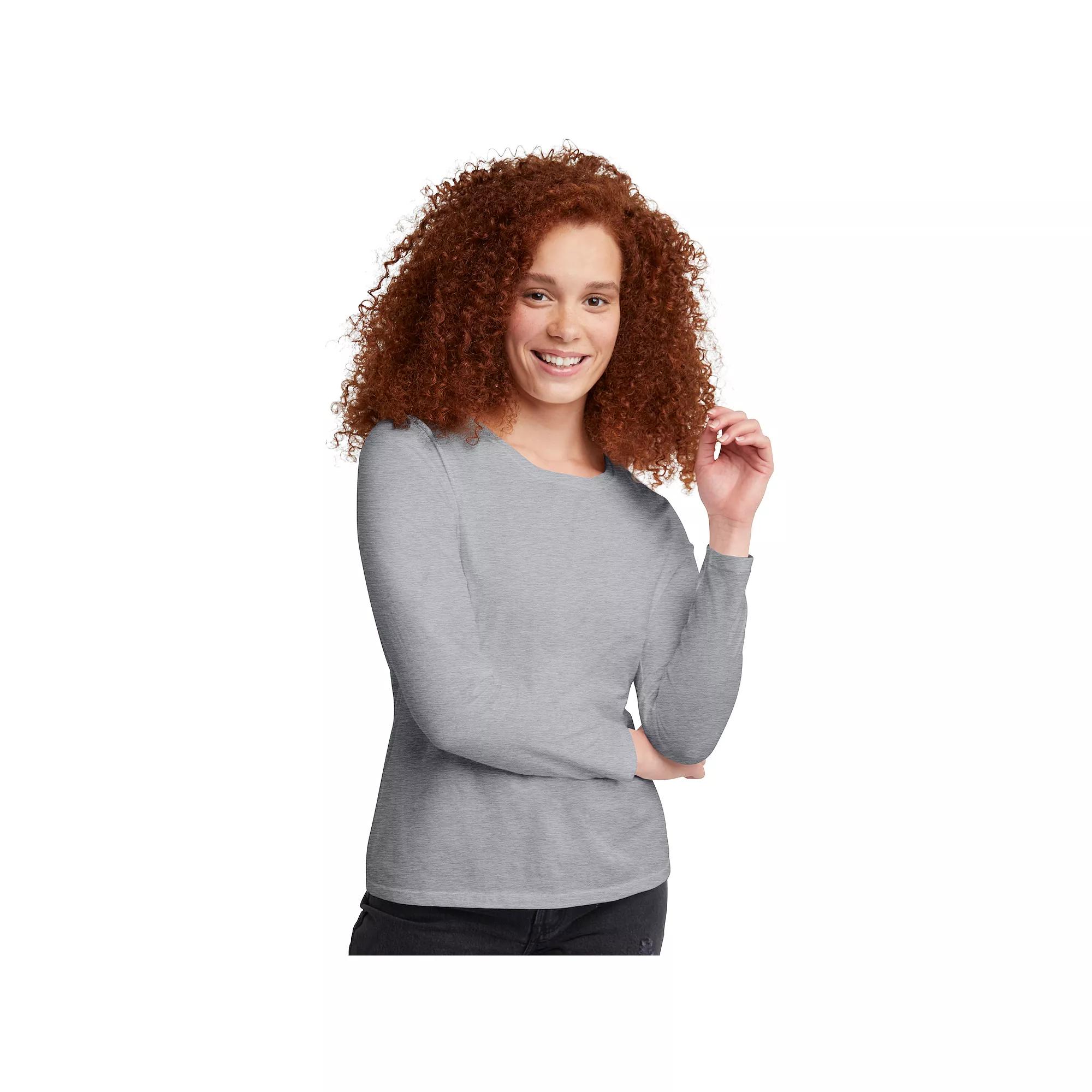 Women's Hanes® Originals Long Sleeve Crewneck Tee,  Product Image