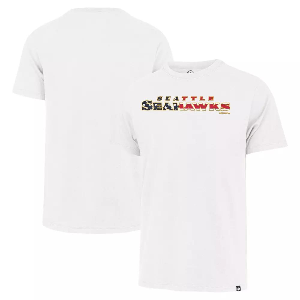 Men's '47 White Seattle Seahawks Flag Script Franklin T-Shirt,  Product Image