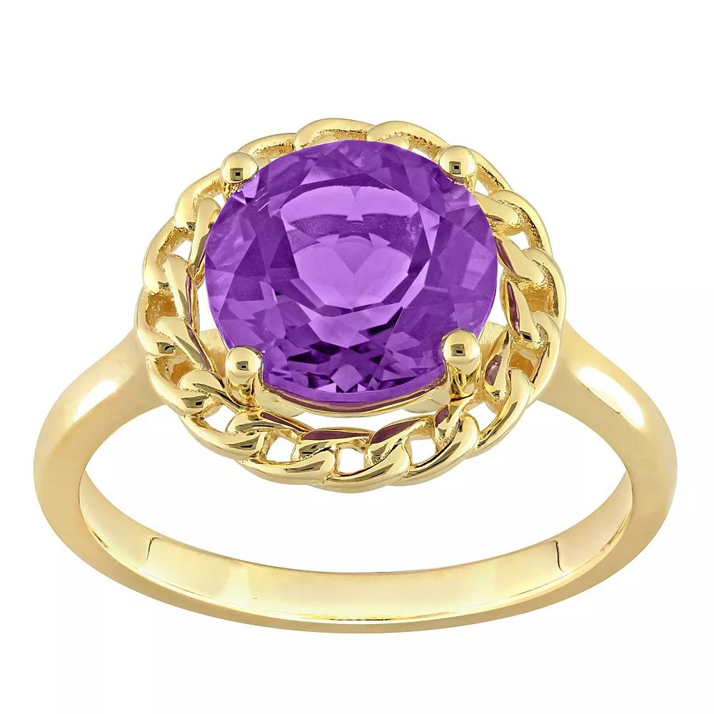 Stella Grace 18k Gold Over Silver Amethyst Halo Link Ring, Women's, Size: 6, Gold Tone Product Image