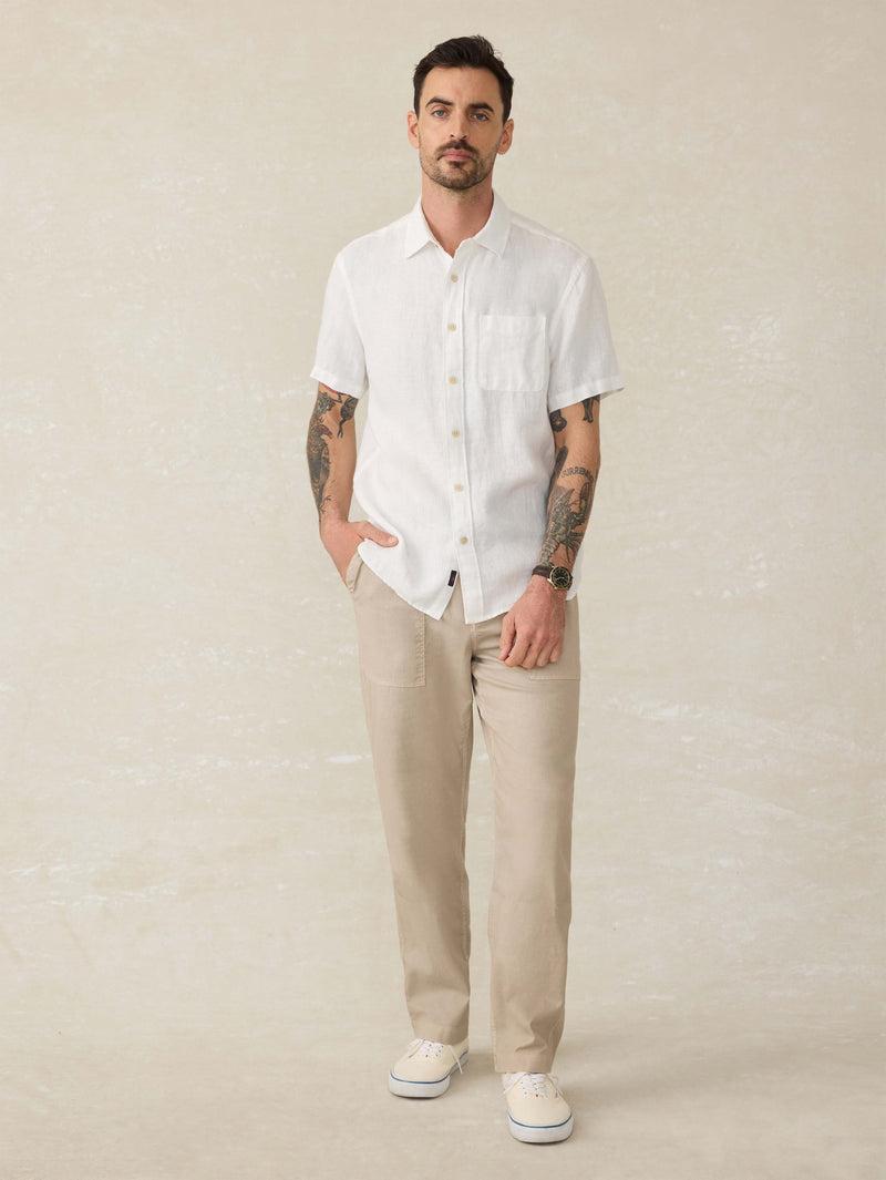 Short-Sleeve Palma Linen Shirt - Bright White Basketweave Product Image