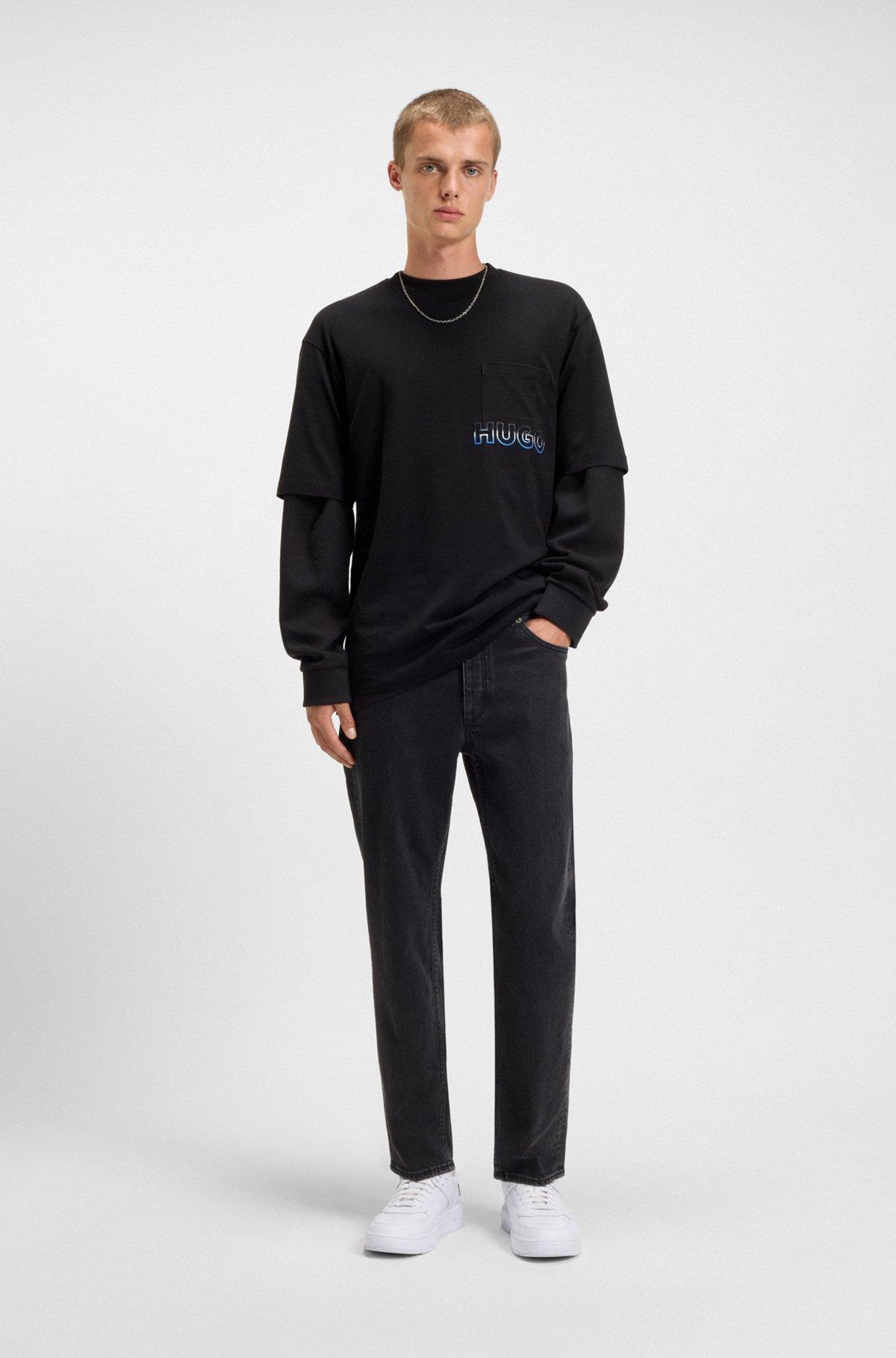 Cotton-jersey T-shirt with reverse-logo embroidery Product Image