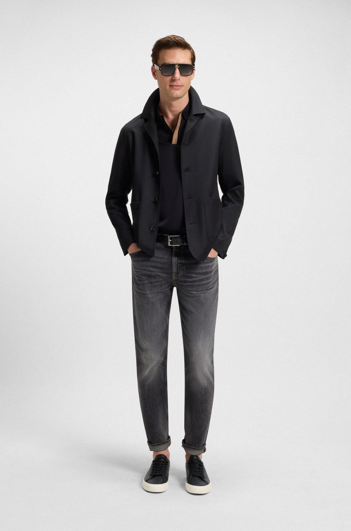 Low-top trainers in grained faux leather Product Image