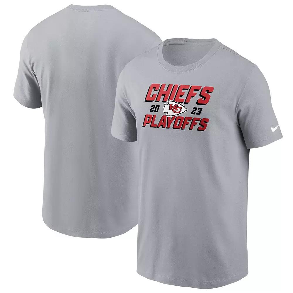 Men's Nike Gray Kansas City Chiefs 2023 NFL Playoffs Iconic T-Shirt, Size: Medium, Grey Product Image