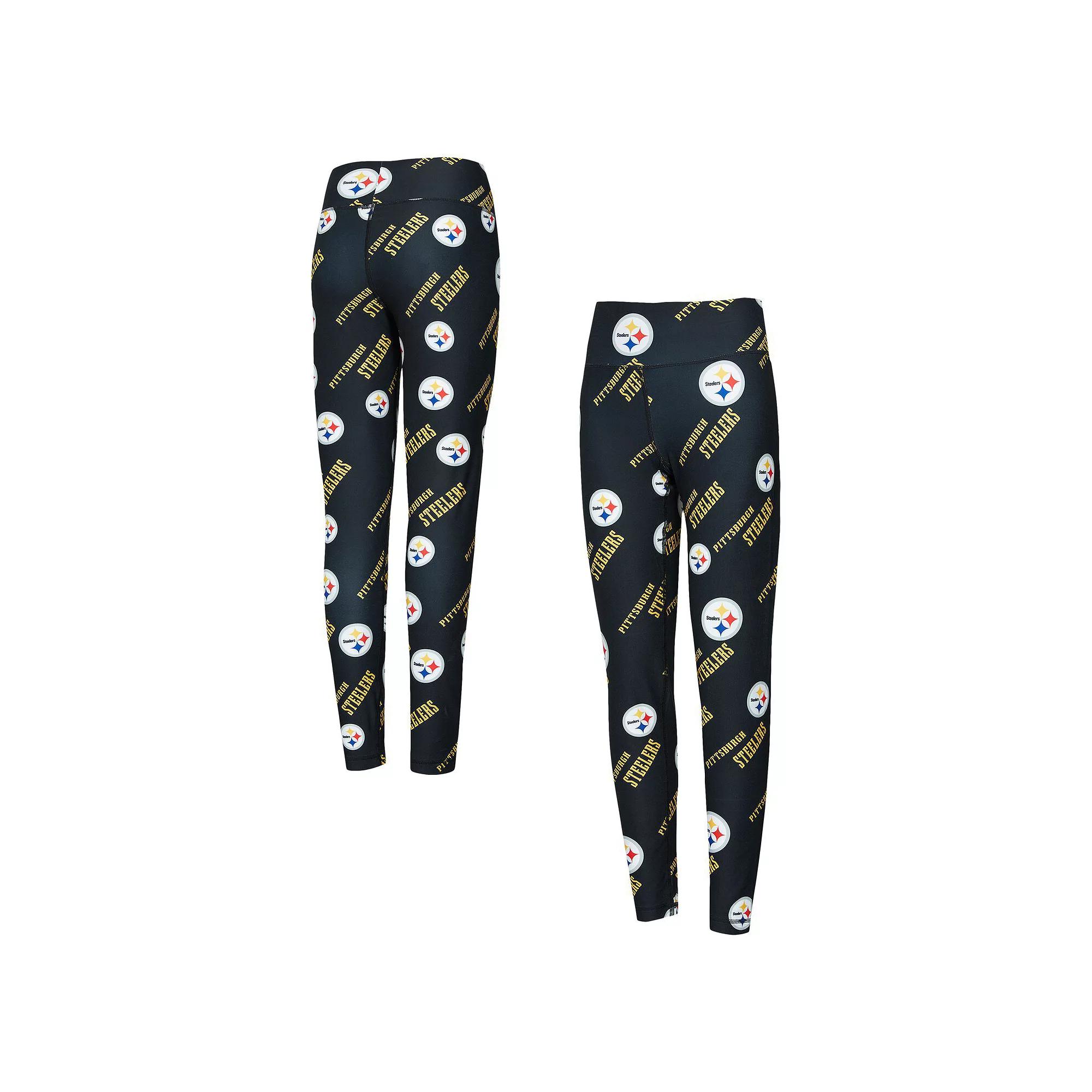 Women's Concepts Sport Black Pittsburgh Steelers Breakthrough Allover Print Knit Leggings, Size: XL Product Image