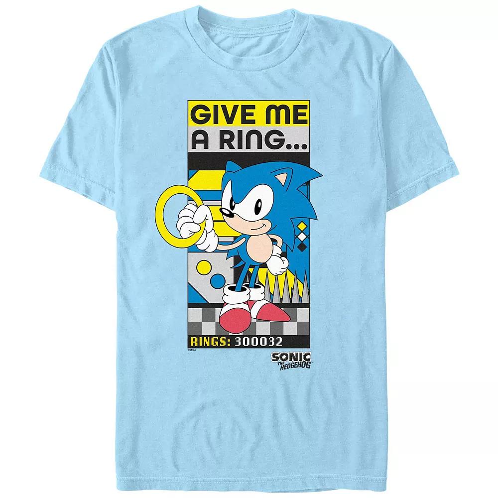 Men's Sonic The Hedgehog Give Me A Ring Graphic Tee, Size: Small, Light Blue Product Image