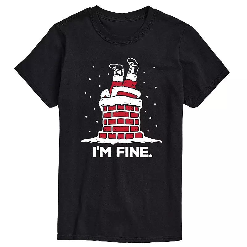 Big & Tall I'm Fine Santa Chimney Graphic Tee, Men's,  Product Image