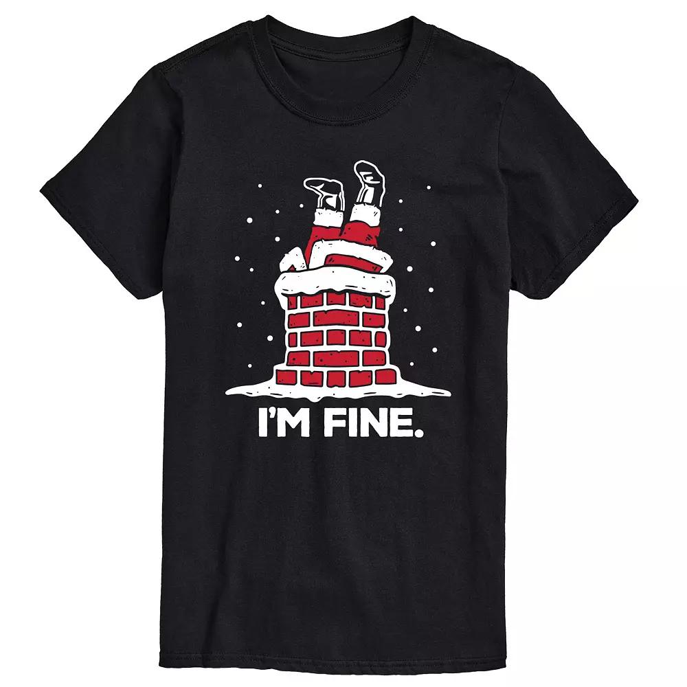 Big & Tall I'm Fine Santa Chimney Graphic Tee, Men's,  Product Image