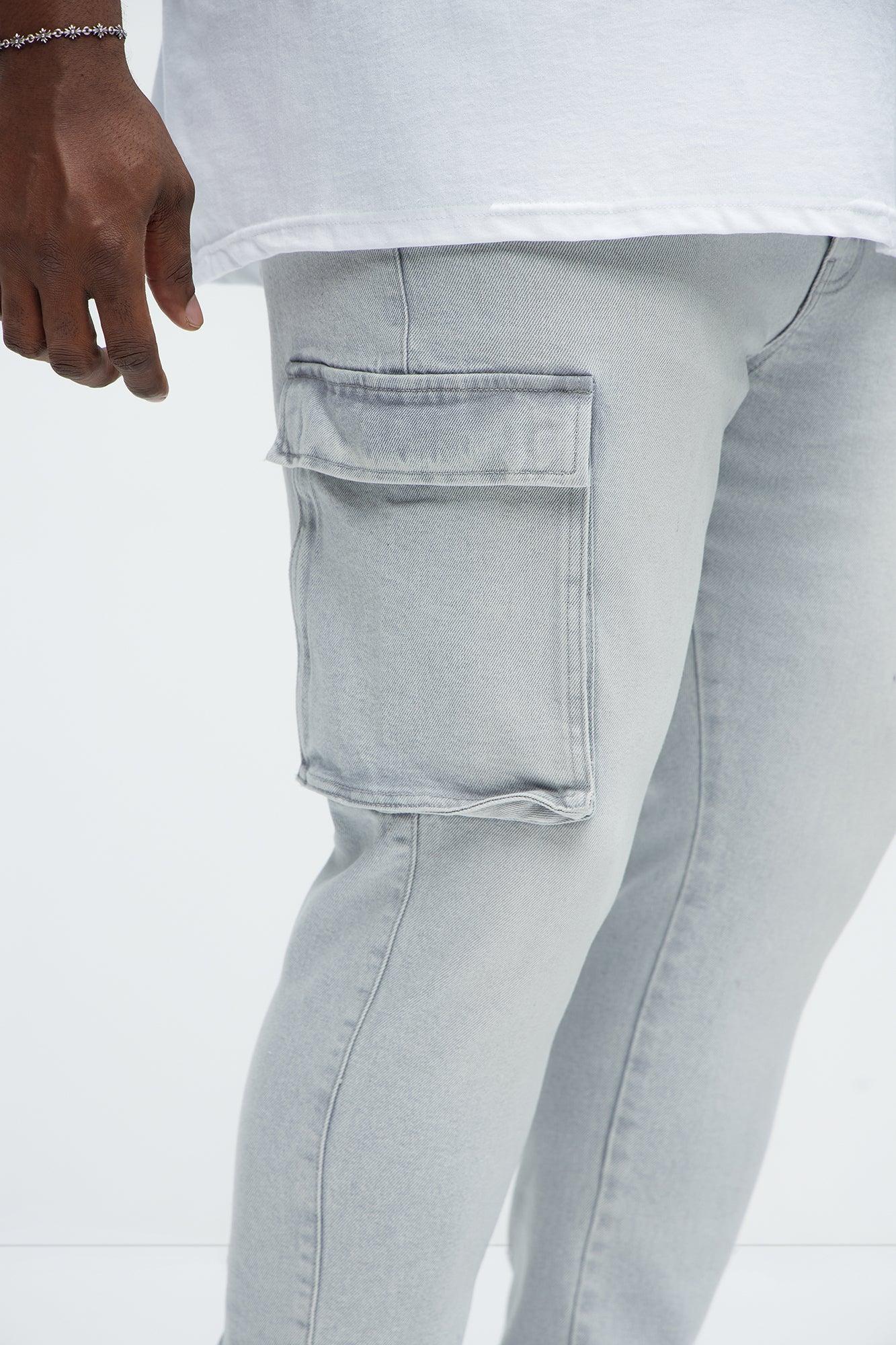 Classic Slim Cargo Jeans - Grey/Blue Product Image