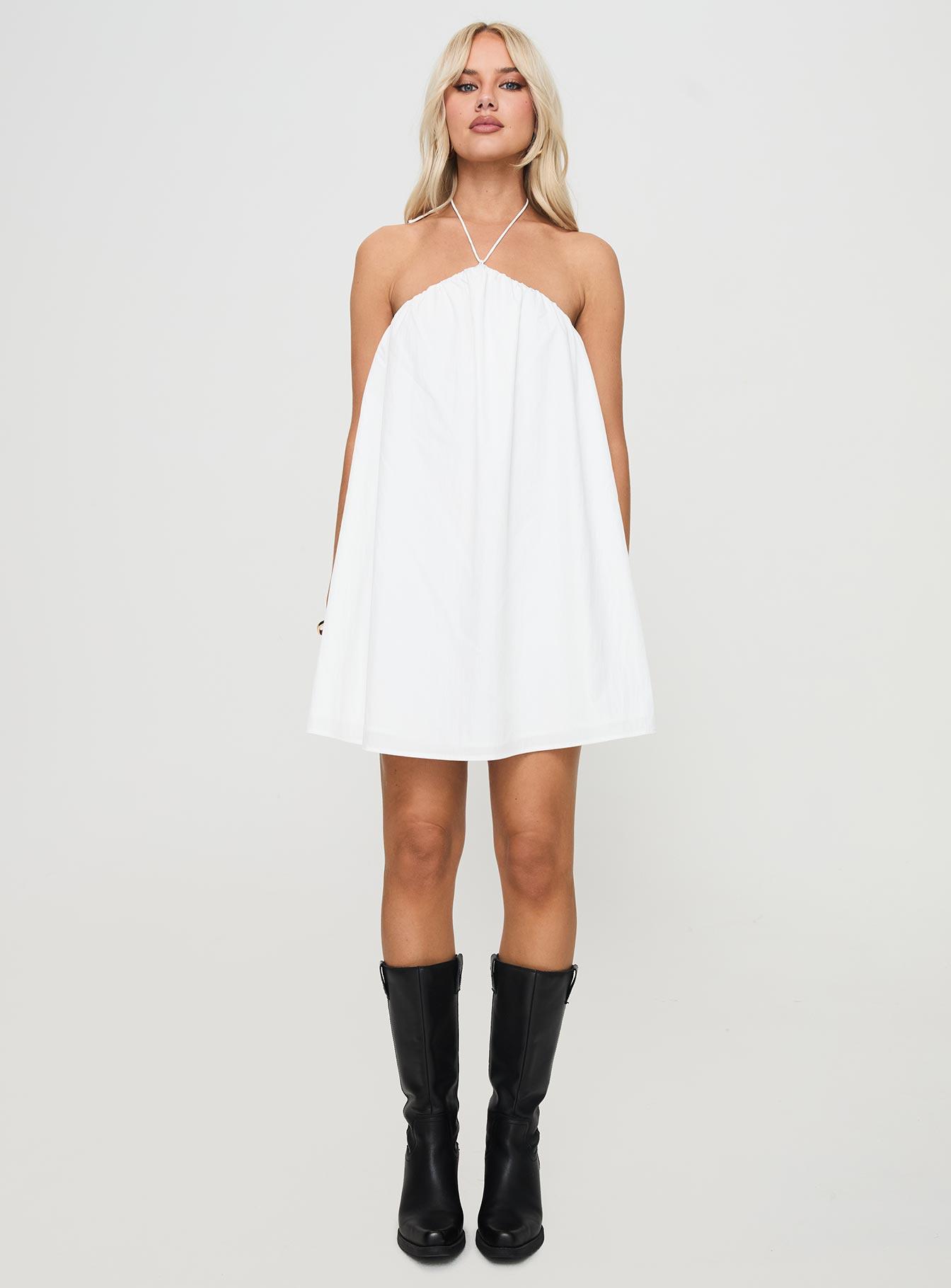 Peaco Halter Mini Dress White Product Image
