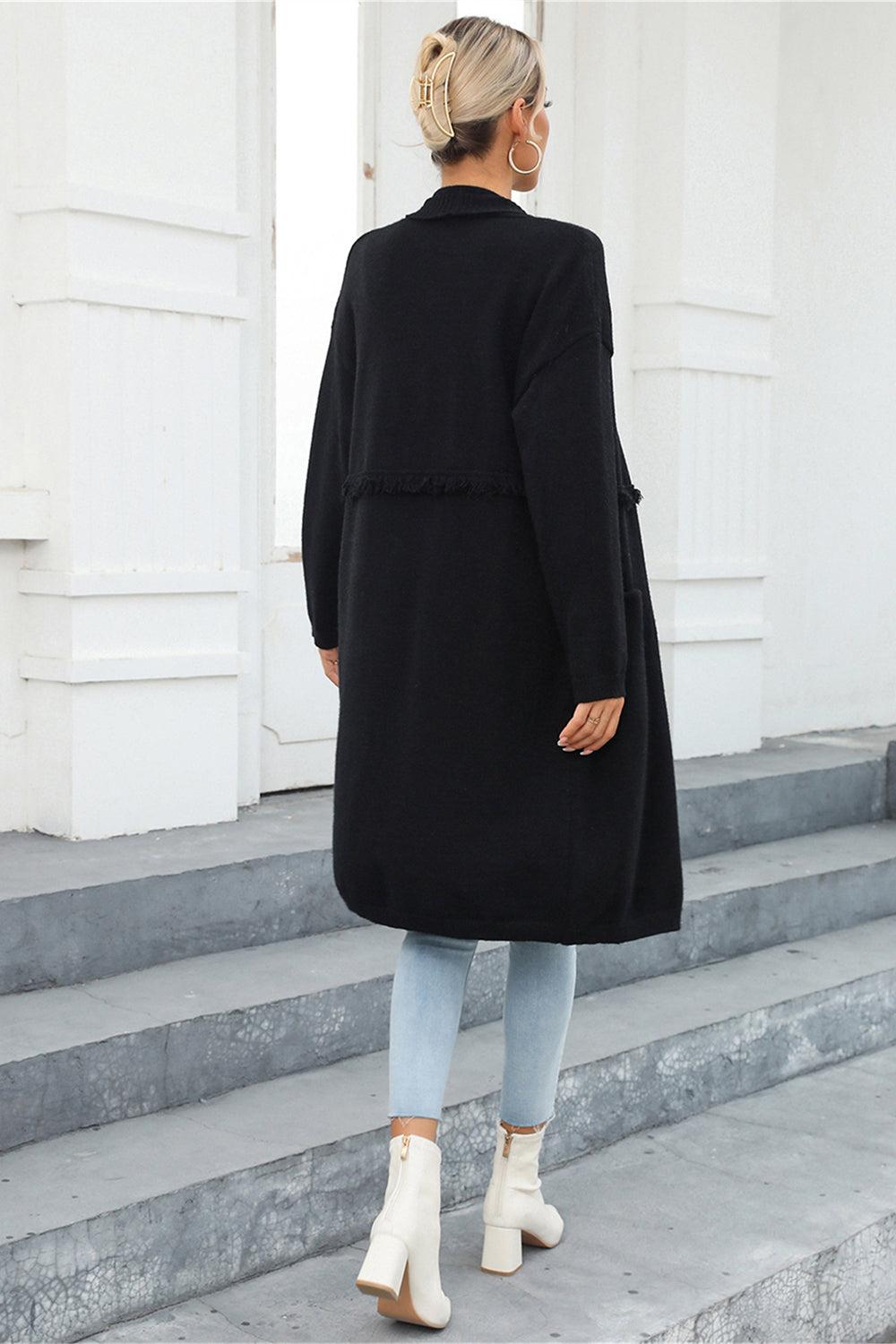 Angel Wings Open Front Pocketed Cardigan Product Image