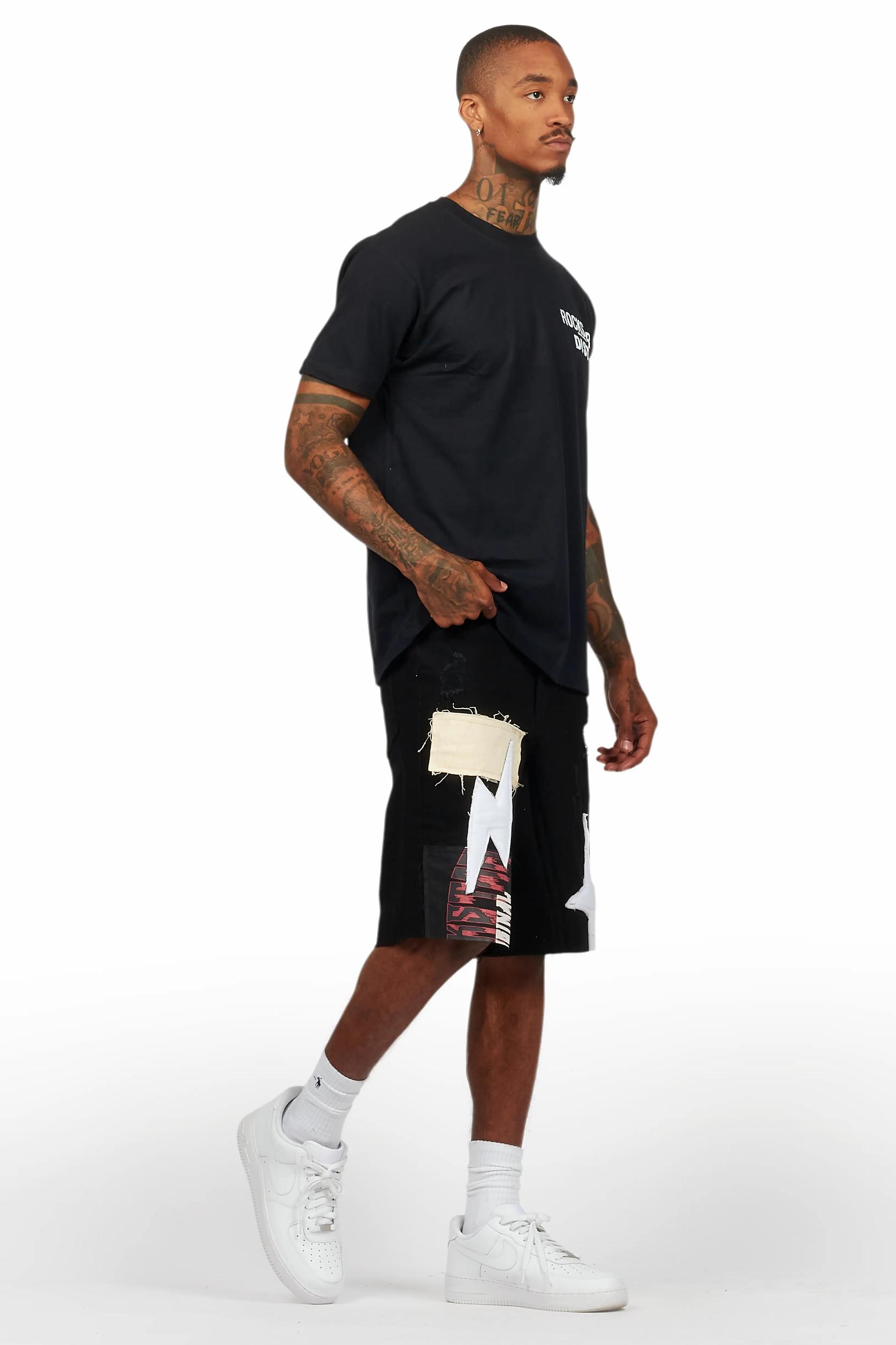 Carlin Black T-Shirt/Denim Short Set Male Product Image