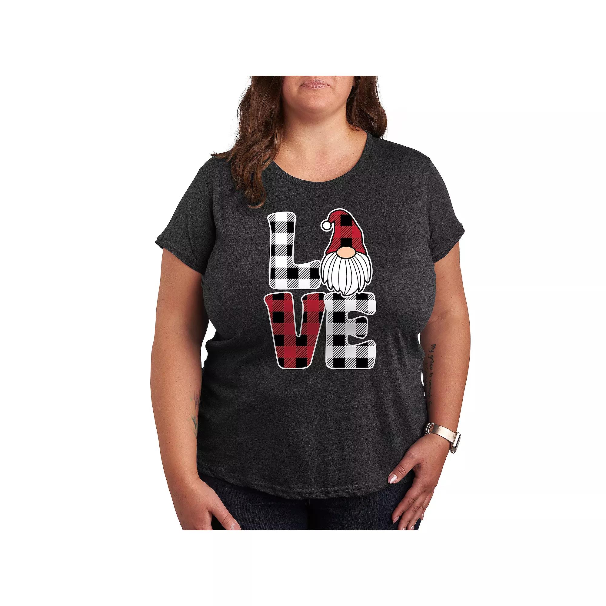 Plus Love Gnome Plaid Graphic Tee, Women's,  Product Image