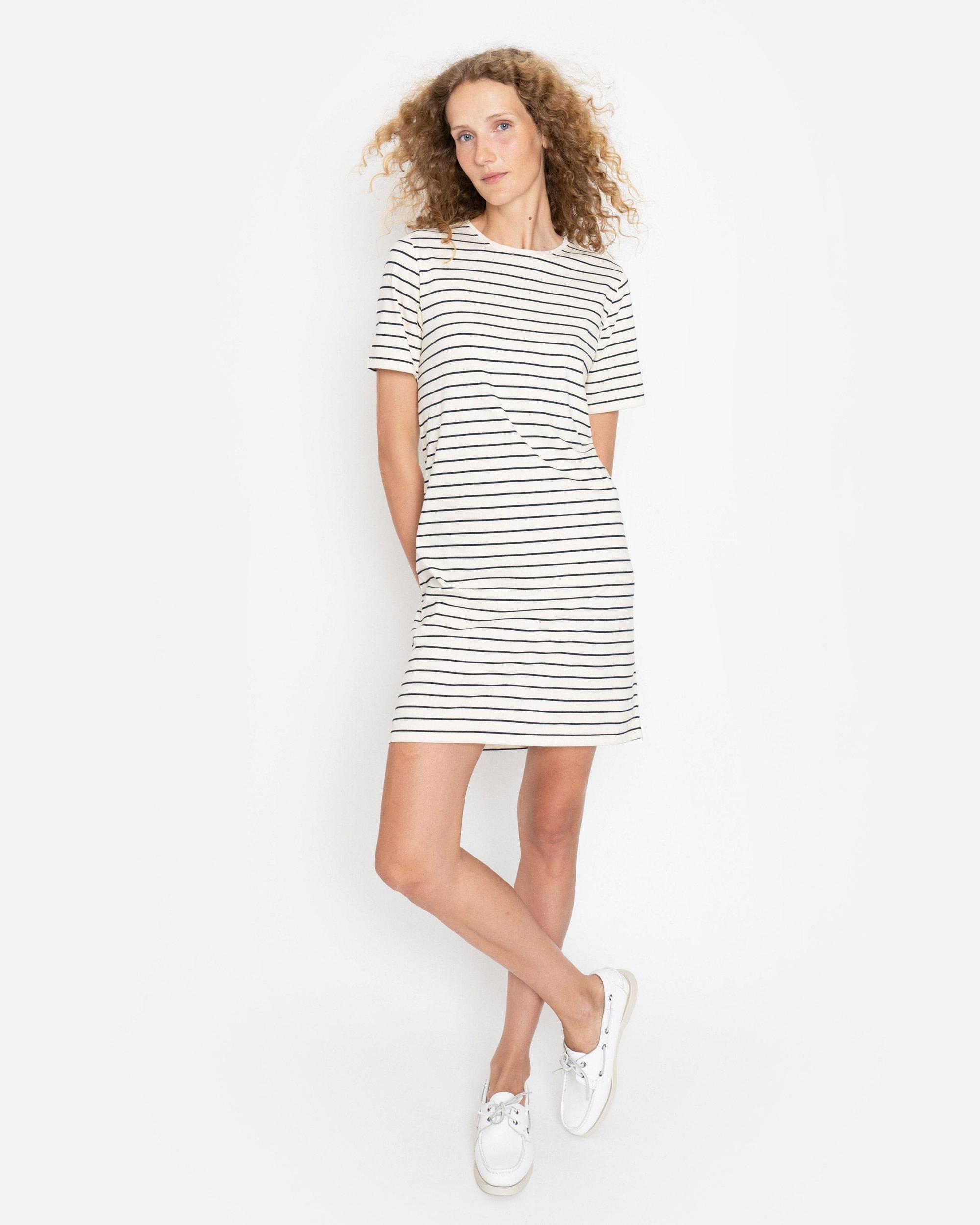 The Tee Dress - Cream/Navy Pinstripe Female Product Image