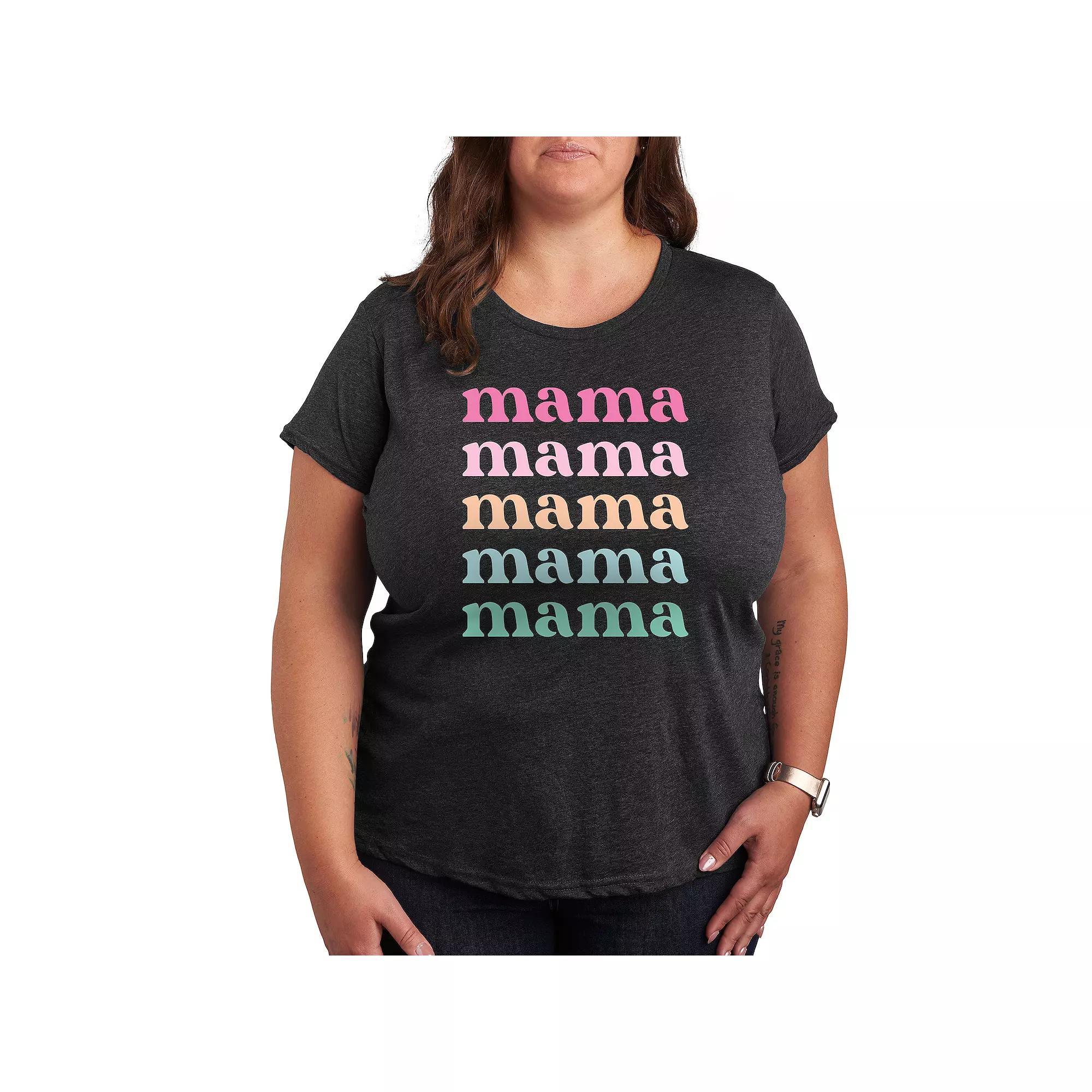 Plus Colorful Stacked Mama Graphic Tee, Women's,  Product Image