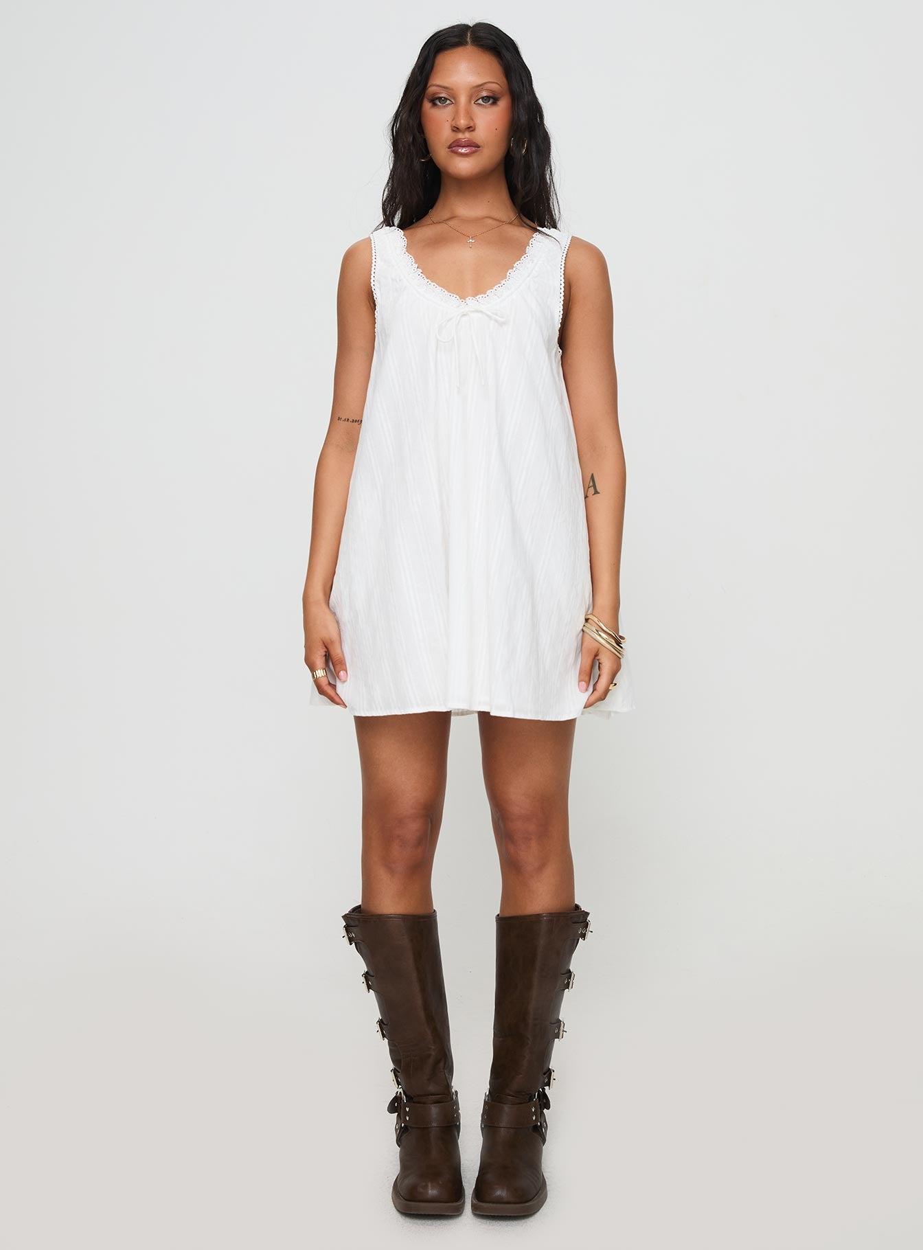 Antiquity Swing Mini Dress White Petite Product Image