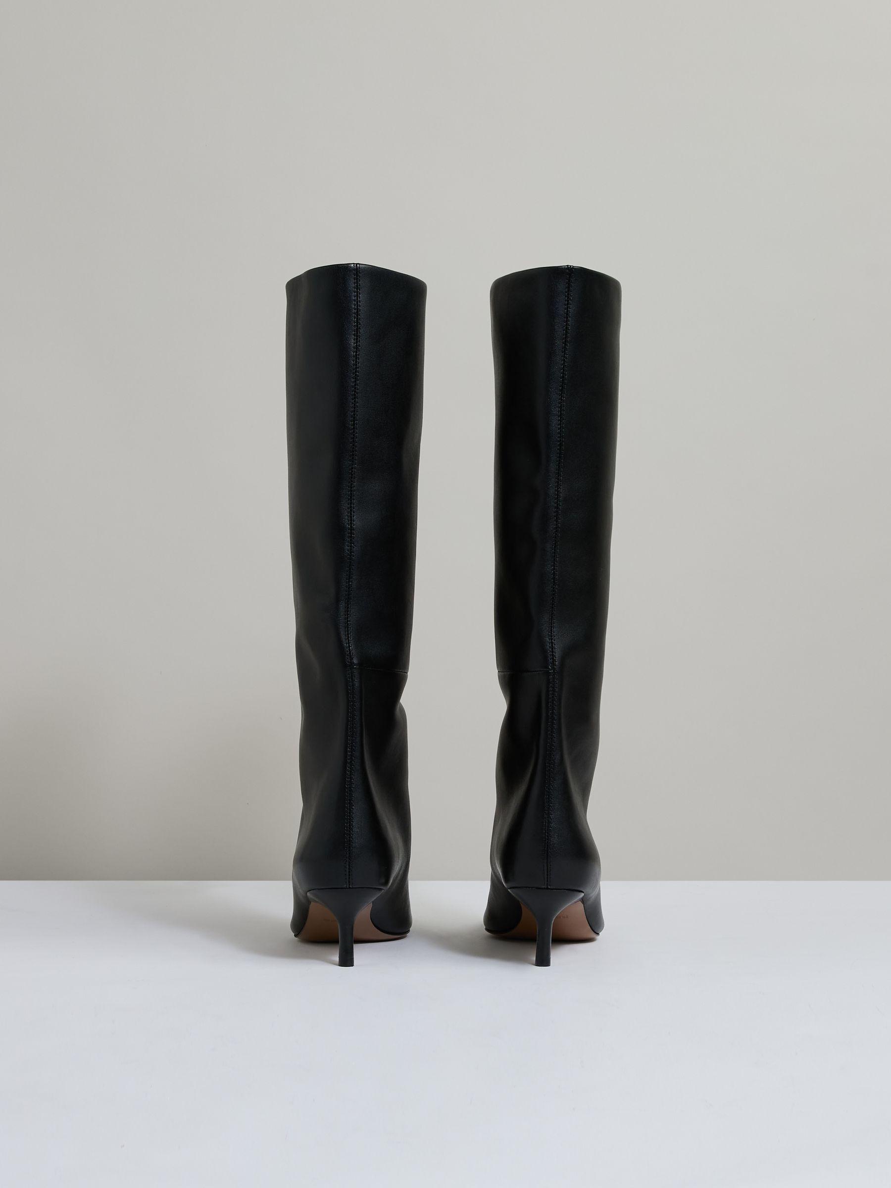 Leather Kitten Heel Boots in Black Product Image