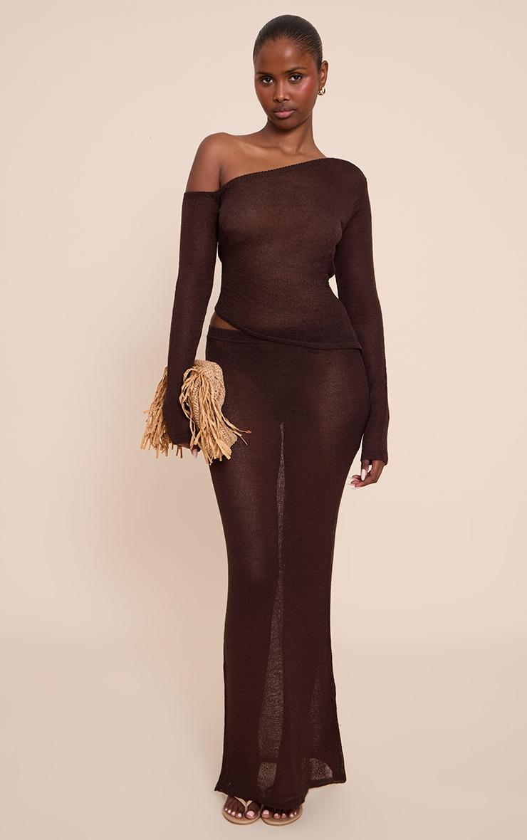 Brown Filigree Maxi Skirt Product Image