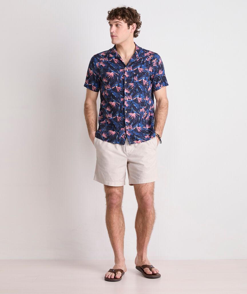 Birds of Paradise Linen Blend Short-Sleeve Cabana Shirt Product Image
