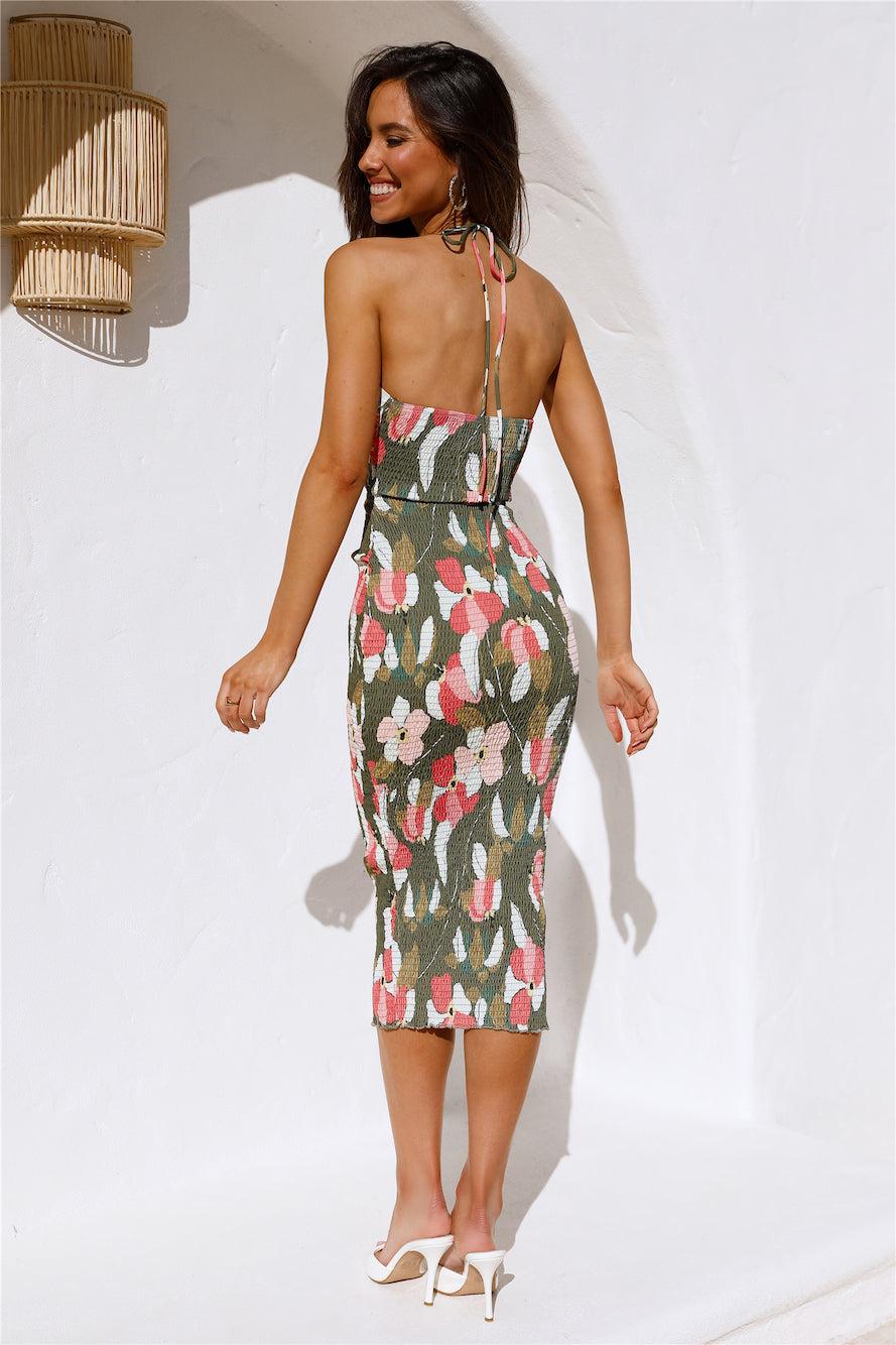 Glowing Shrine Midi Dress Green Product Image